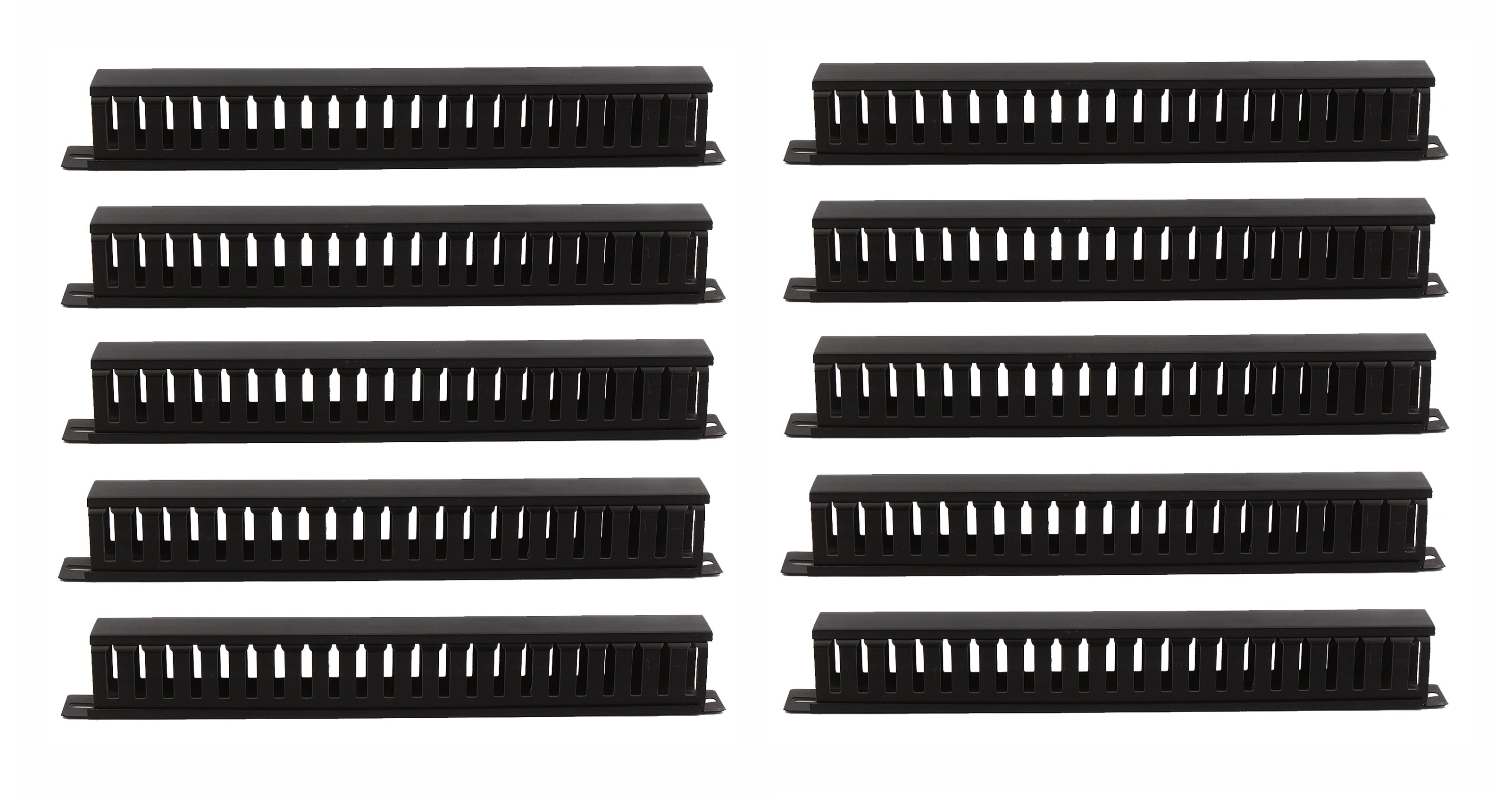 BOXNUBE 1U 22 Slot Rack Mount Horizontal Cable Manager Duct Raceway with Cover & Screws for 19