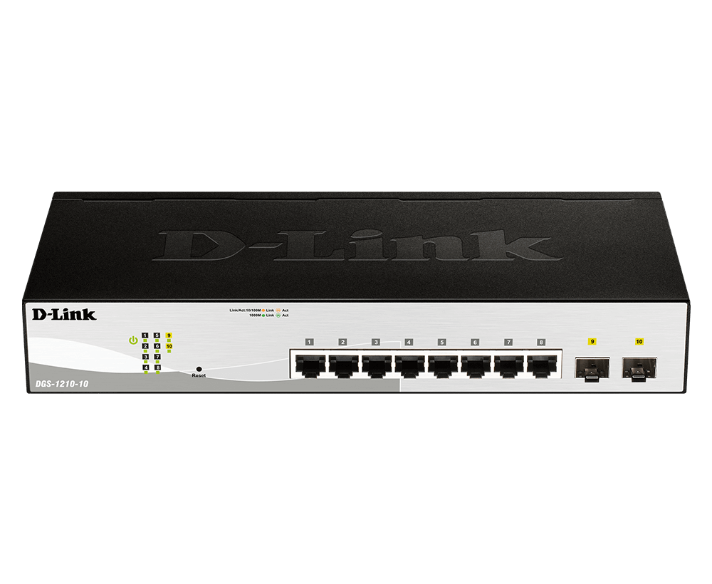 D-Link DGS-1210-10 10-Port L2 Gigabit Smart Managed Switch | 8 Gigabit Ethernet Ports, 2 Gigabit SFP Ports