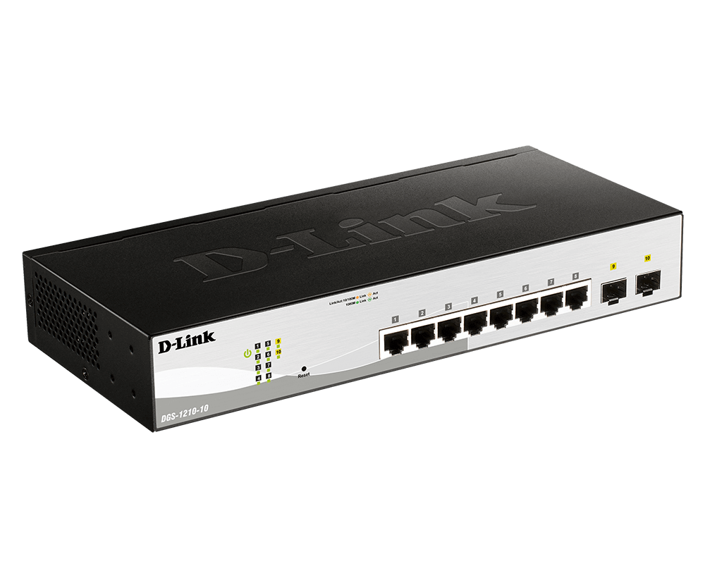 D-Link DGS-1210-10 10-Port L2 Gigabit Smart Managed Switch | 8 Gigabit Ethernet Ports, 2 Gigabit SFP Ports