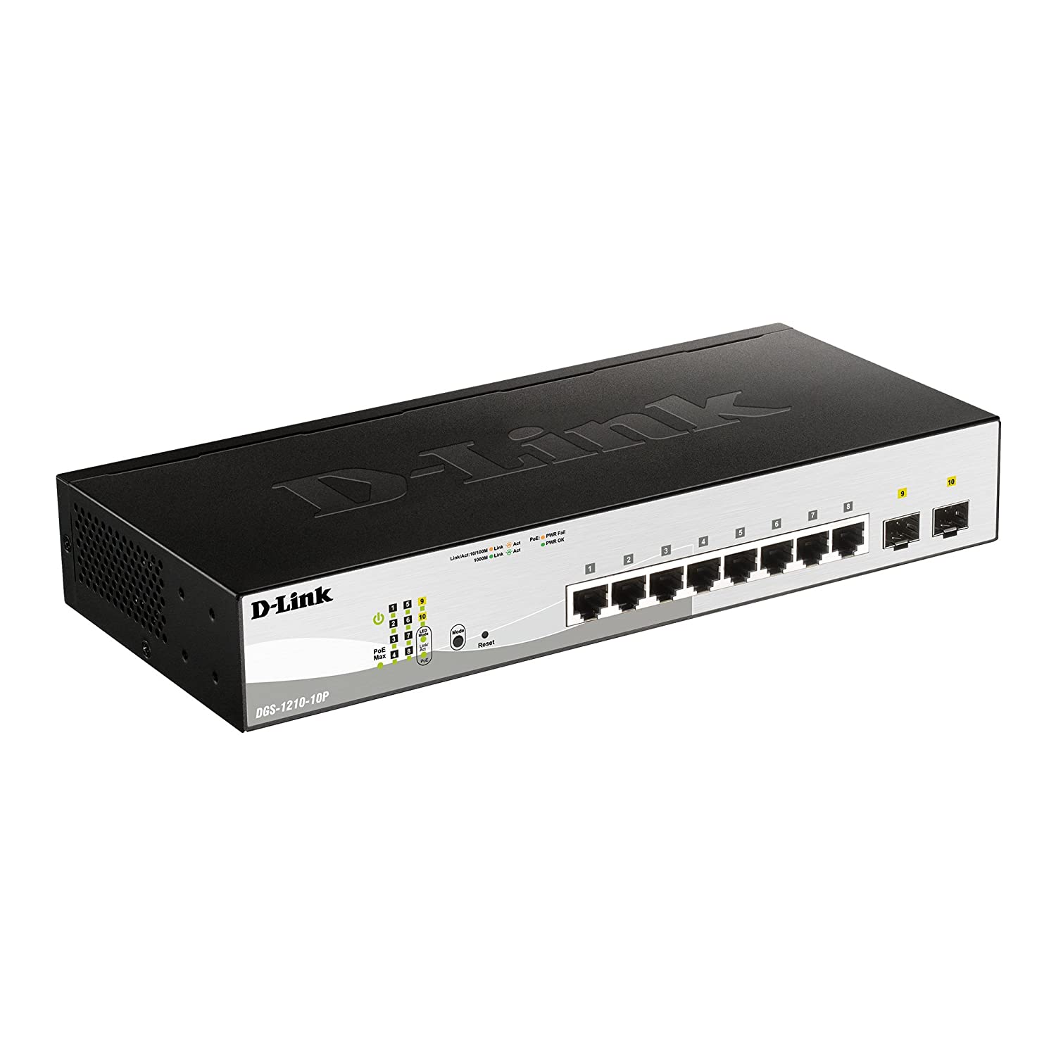 D-Link DGS-1210-10P 10-Port L2 Gigabit Smart POE Managed Switch | 8 Gigabit Ethernet POE Ports, 2 Gigabit SFP Ports