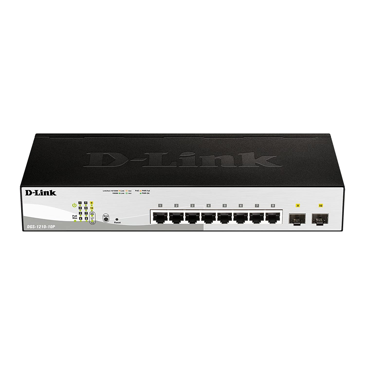 D-Link DGS-1210-10P 10-Port L2 Gigabit Smart POE Managed Switch | 8 Gigabit Ethernet POE Ports, 2 Gigabit SFP Ports