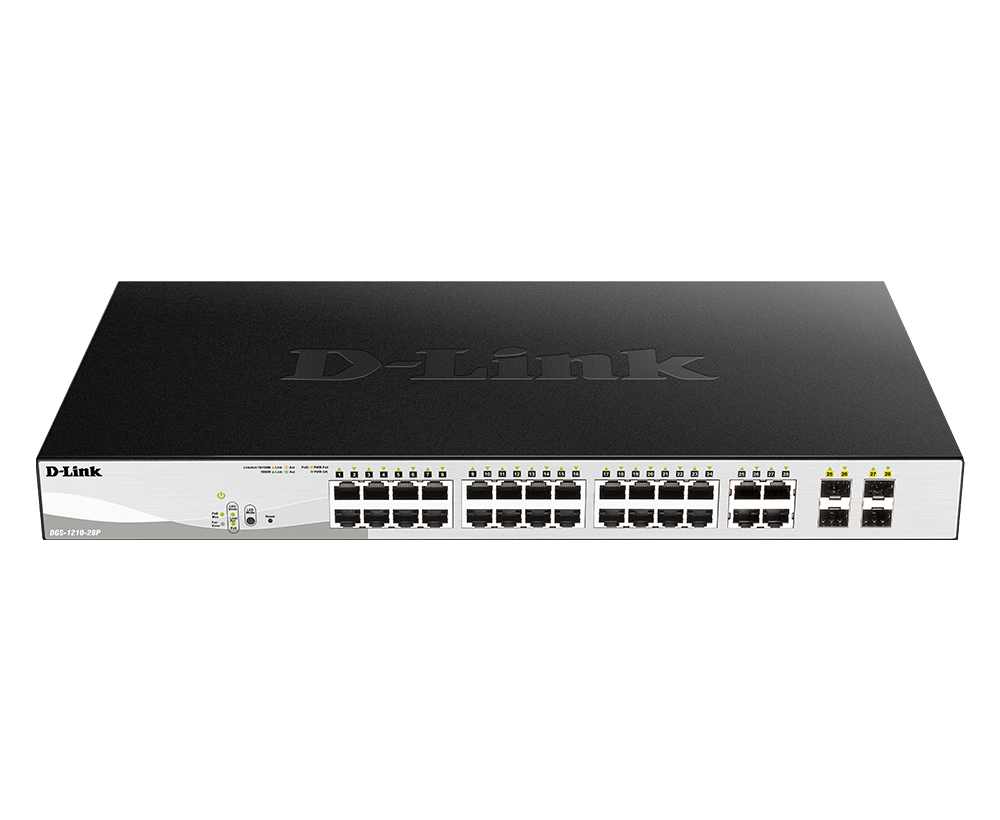 D-Link DGS-1210-28P 28-Port L2 Gigabit Smart POE Managed Switch | 24 Gigabit Ethernet POE Ports, 4 Gigabit RJ45 / SFP Combo Ports