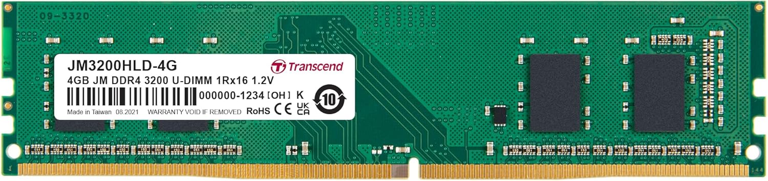 Transcend JetRam Memory DDR4 3200MHz U-DIMM Desktop RAM | 1Rx16, CL22, 1.2V | 4GB, 8GB