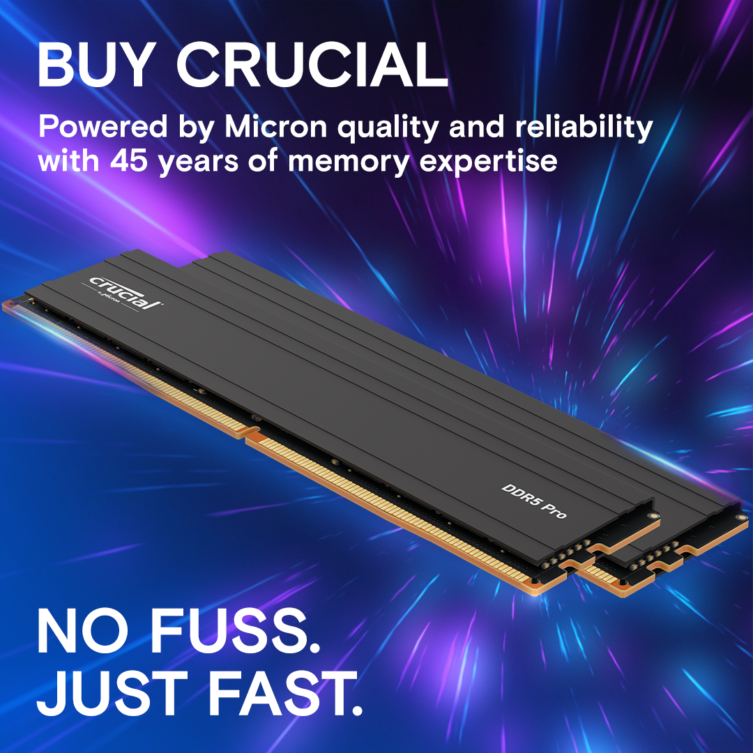 Crucial Pro 24GB DDR5-6000 UDIMM Desktop RAM CP24G60C48U5 | XMP 3.0, EXPO