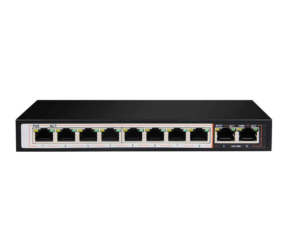 D-Link DGS-F1010P-E 8 Port PoE+ Gigabit Unmanaged Switch with 2 Gigabit Uplink Ports | 96W, 250m Extend Mode