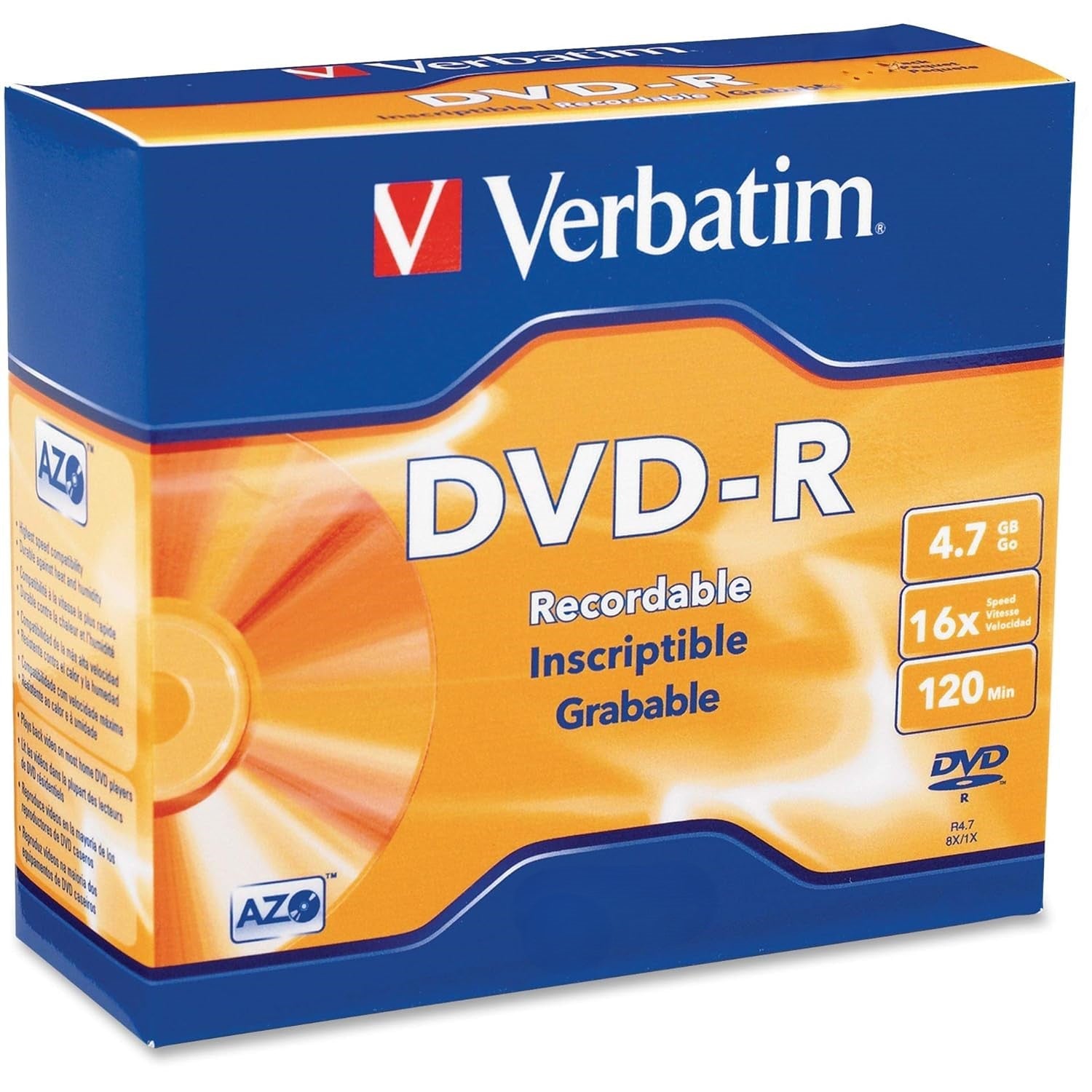 Verbatim DVD-R 4.7GB 16x Recordable Media DVD Disc 95099 | Slim Case