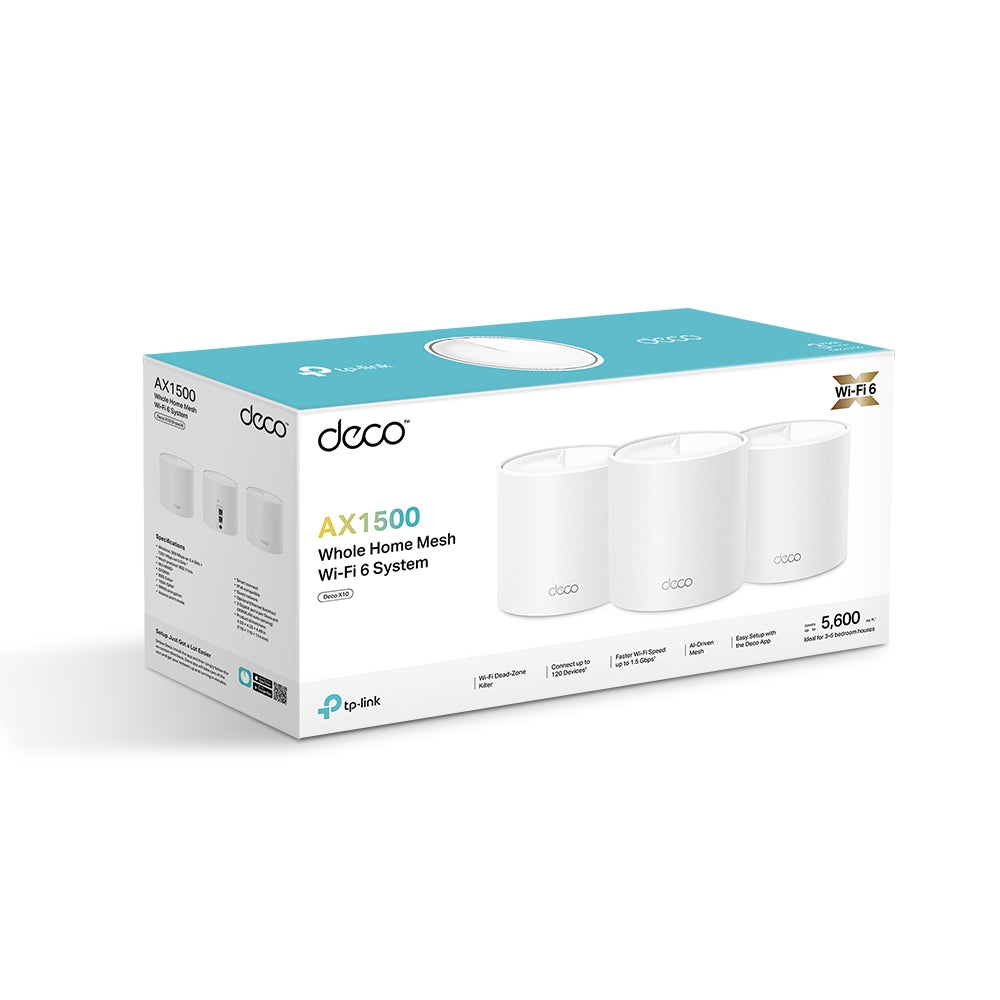 TP-Link DECO X10 AX1500 Whole Home Mesh Wi-Fi 6 System | Dual Band 2.4 GHz & 5 GHz | 2× 1 Gbps ports | 1 Pack 2 Pack 3 Pack