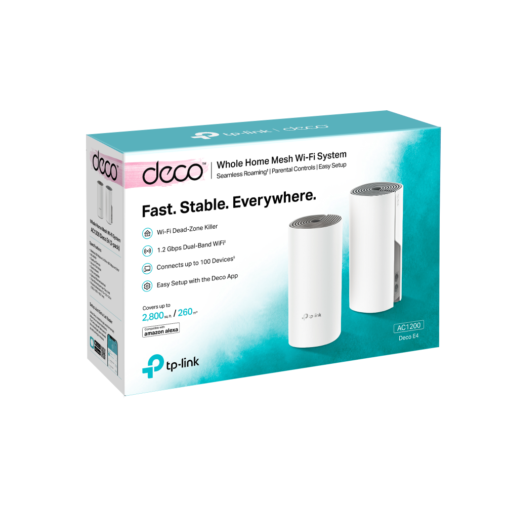 TP-Link Deco E4 AC1200 Whole Home Mesh Wi-Fi System | Dual-Band with MU-MIMO | Router & Access Point Mode