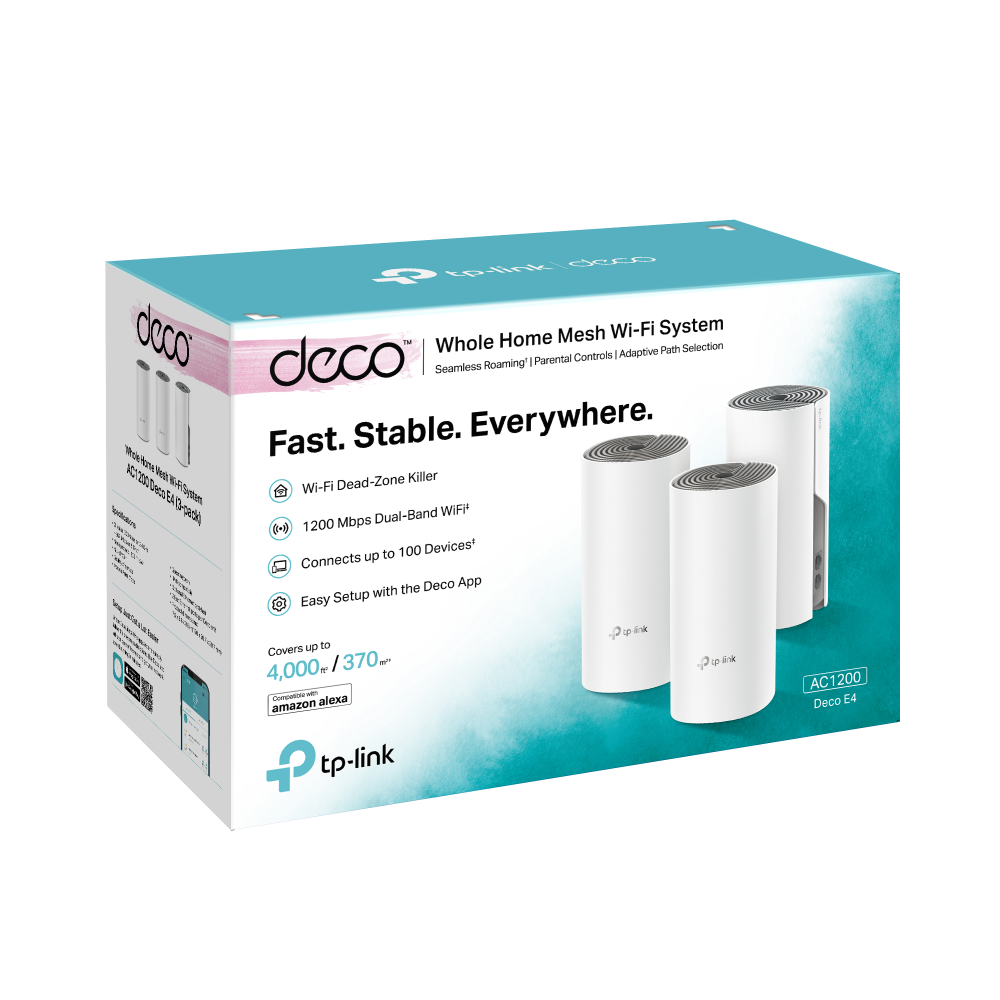 TP-Link Deco E4 AC1200 Whole Home Mesh Wi-Fi System | Dual-Band with MU-MIMO | Router & Access Point Mode