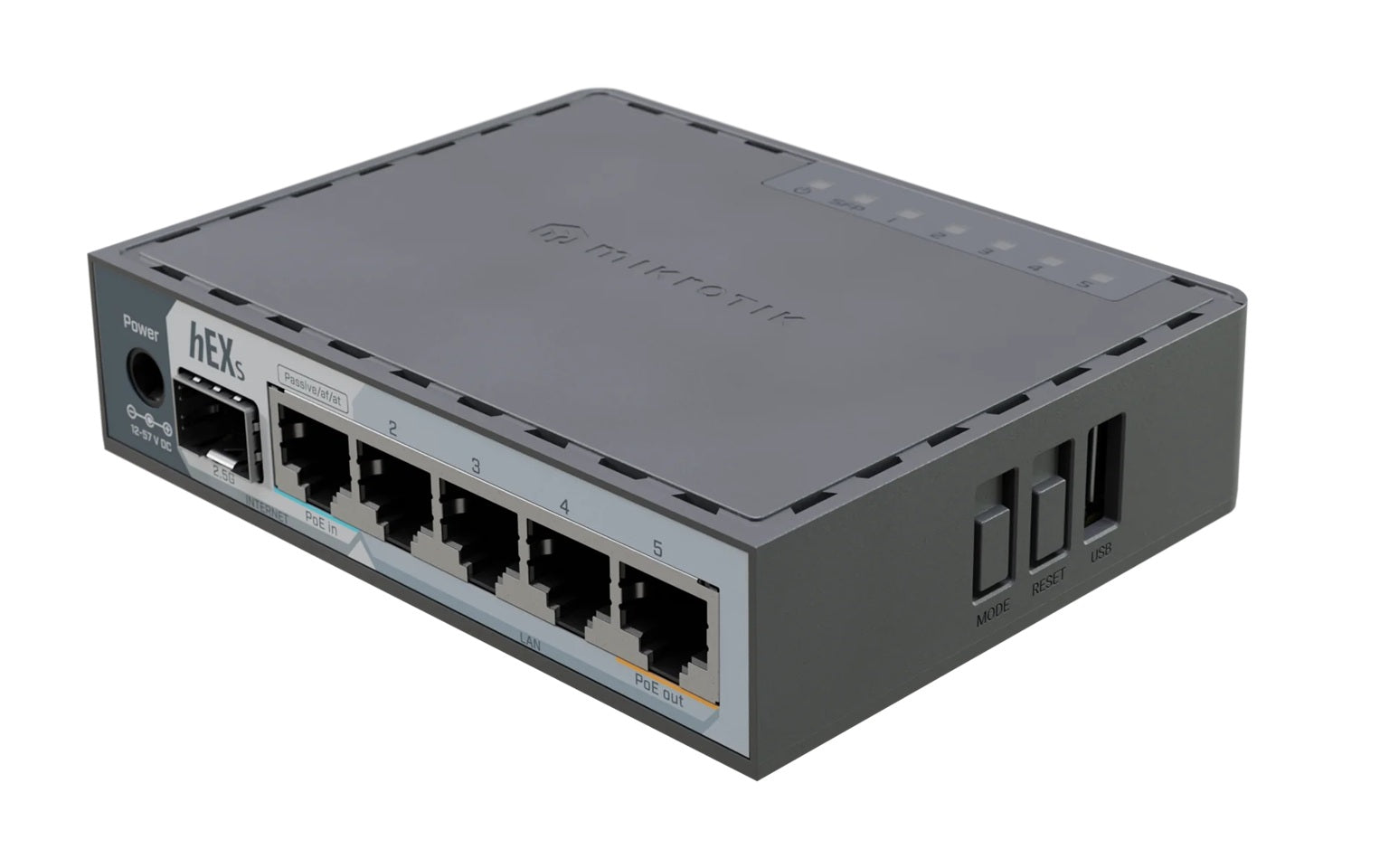 Mikrotik E60iUGS hEX S 2025 Wired Router with 2.5G SFP Port, 5x Gigabit Ethernet Port | PoE-In & PoE-Out, USB 3.0, and a fast dual-core CPU