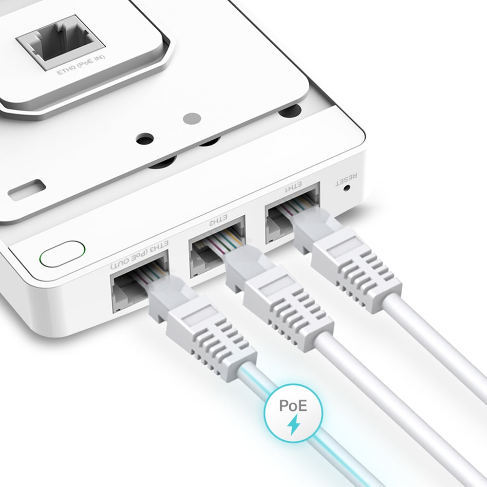 TP-Link EAP235 Omada AC1200 Wireless MU-MIMO Gigabit Wall Plate Access Point | 1 x Uplink + 3 x Downlink Gigabit Ports