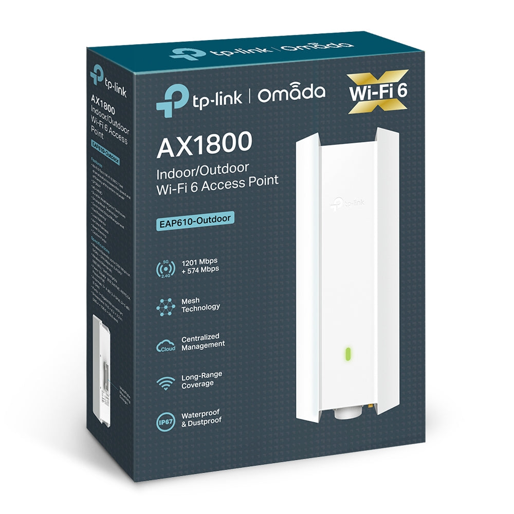TP-Link EAP610-Outdoor AX1800 Indoor/Outdoor Dual-Band WiFi 6 Access Point | Long-Range, IP67 Weatherproof