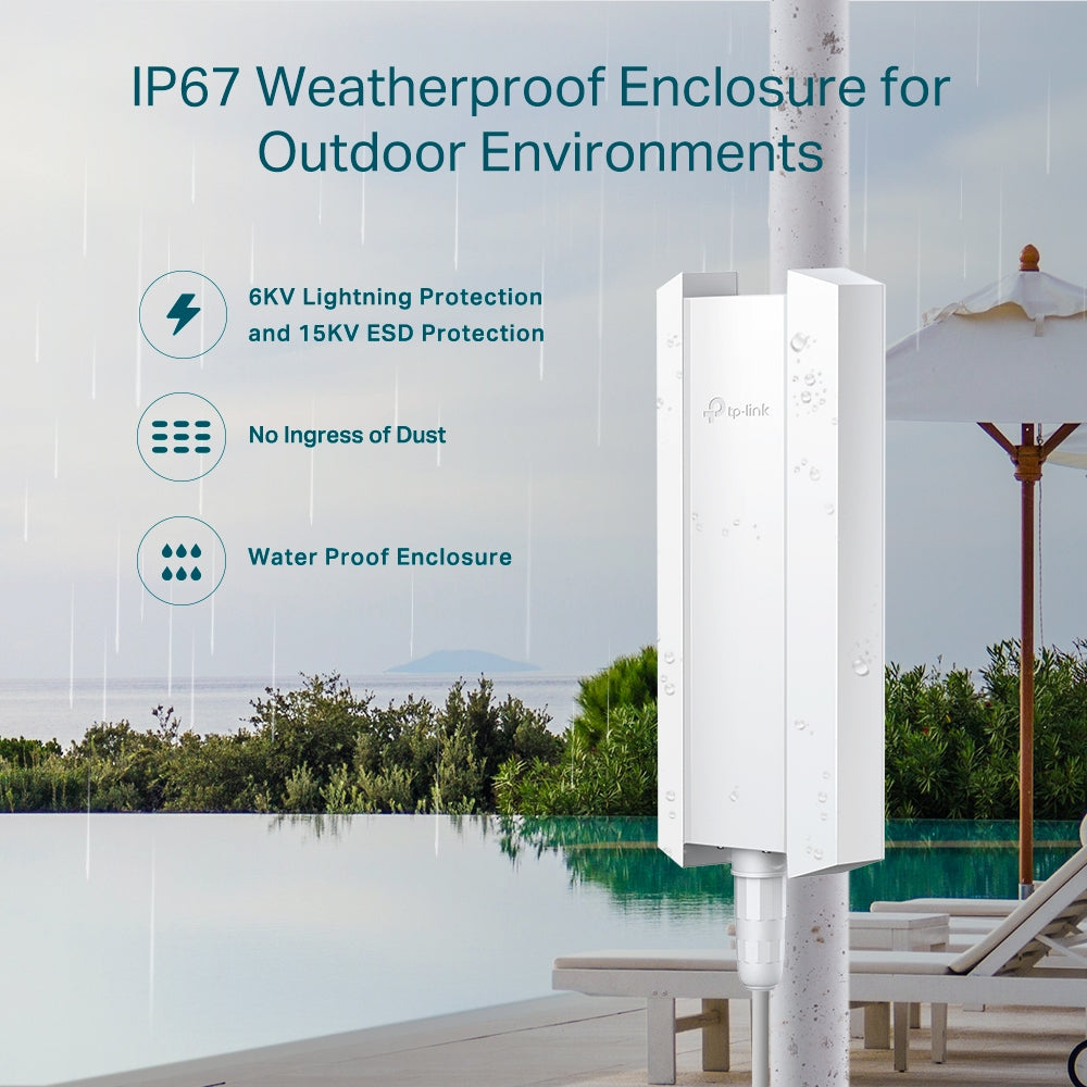TP-Link EAP610-Outdoor AX1800 Indoor/Outdoor Dual-Band WiFi 6 Access Point | Long-Range, IP67 Weatherproof