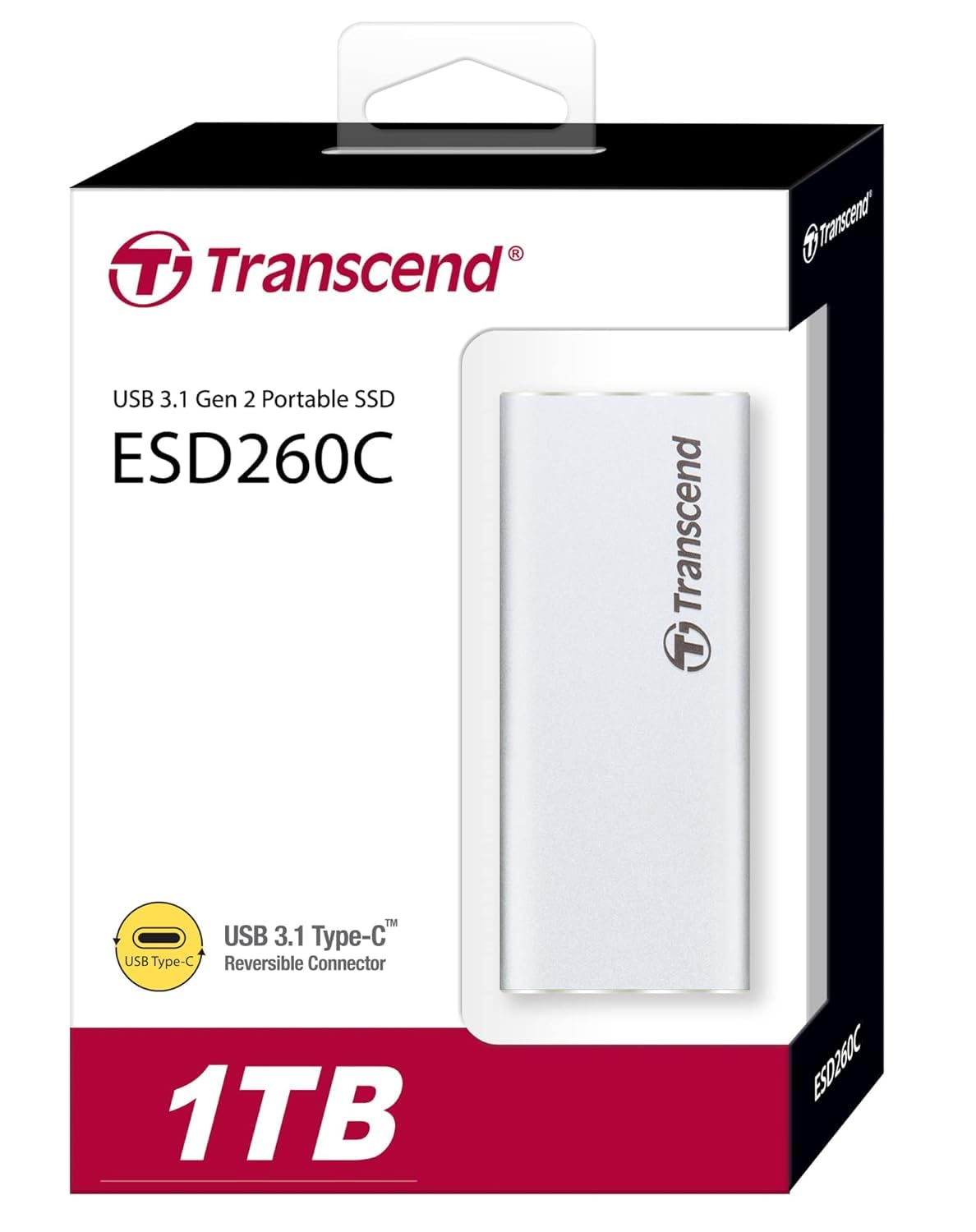 Transcend ESD260C USB Type C USB 3.1 Gen 2 Portable SSD | Up to 520 MB/s | Metal Body | 250GB/500GB/1TB