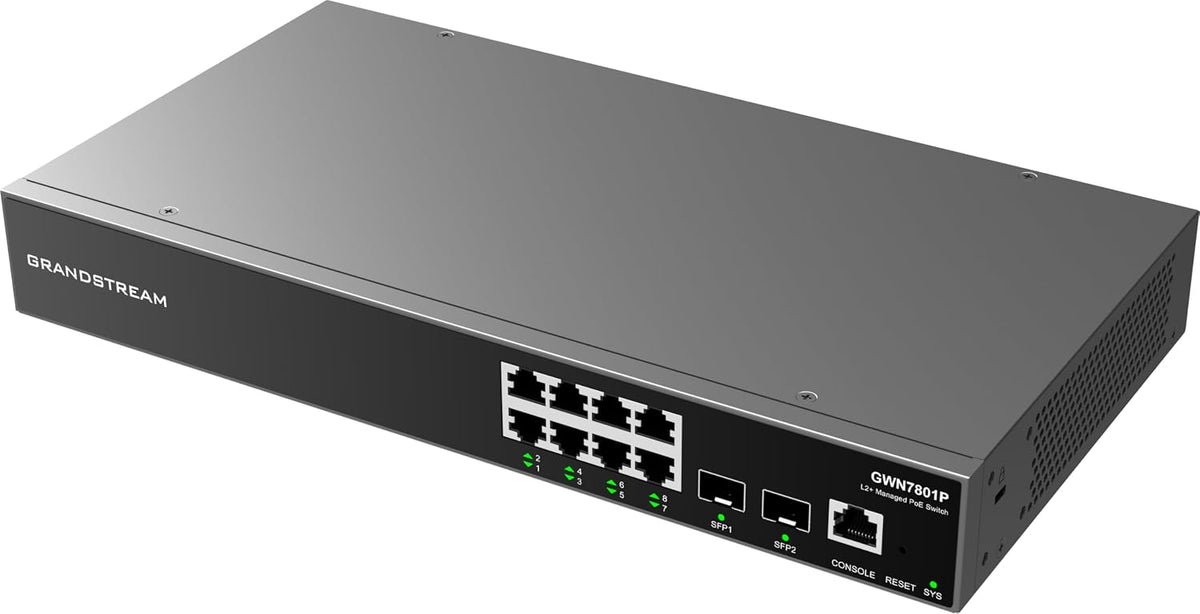 Grandstream GWN7801P 8 Port Gigabit Ethernet Layer 2+ Managed PoE Switch