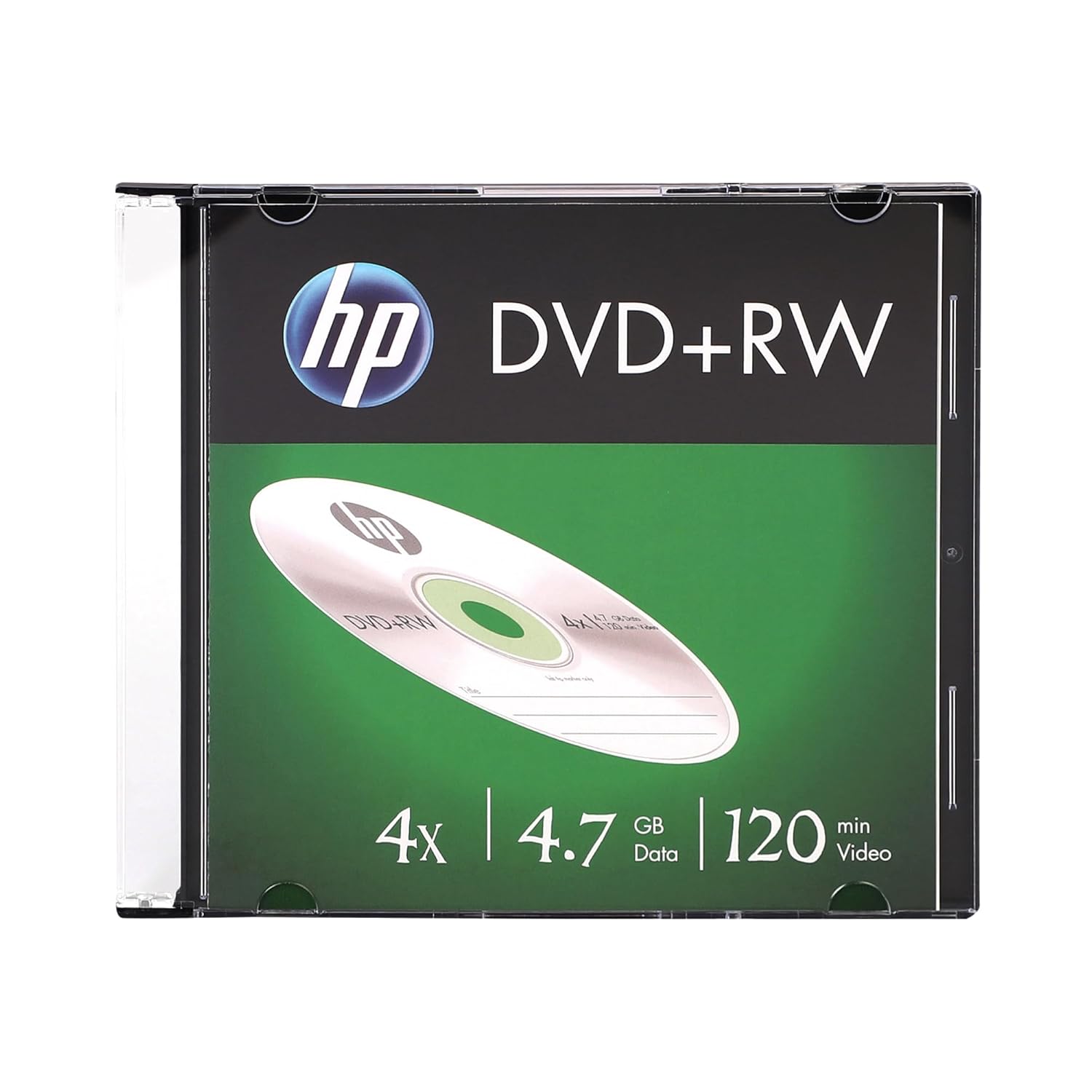 HP Blank DVD+RW 4.7GB Rewritable Disc Slim Case 4x Speed DRWA00086 (10 Pack)
