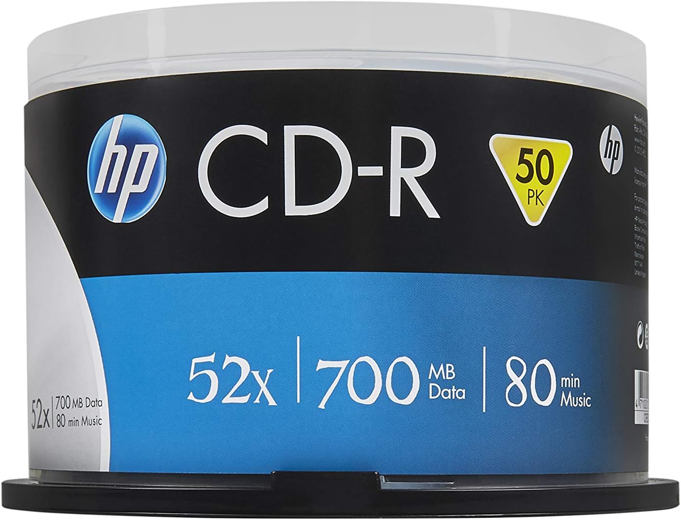 HP CD Recordable 700MB Blank CD-R Disc Spindle Cakebox Pack of 50 | 52x Speed
