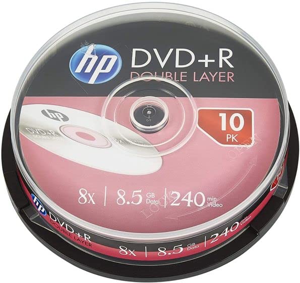 HP 8.5GB DVD+R DL Dual Layer 8x Blank DVD Speed Spindle (Pack of 10)