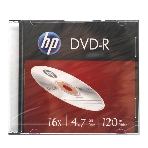 HP DVD-R 4.7GB Premium Recordable DVD Slim Jewel Case 16x Speed (Pack of 10)