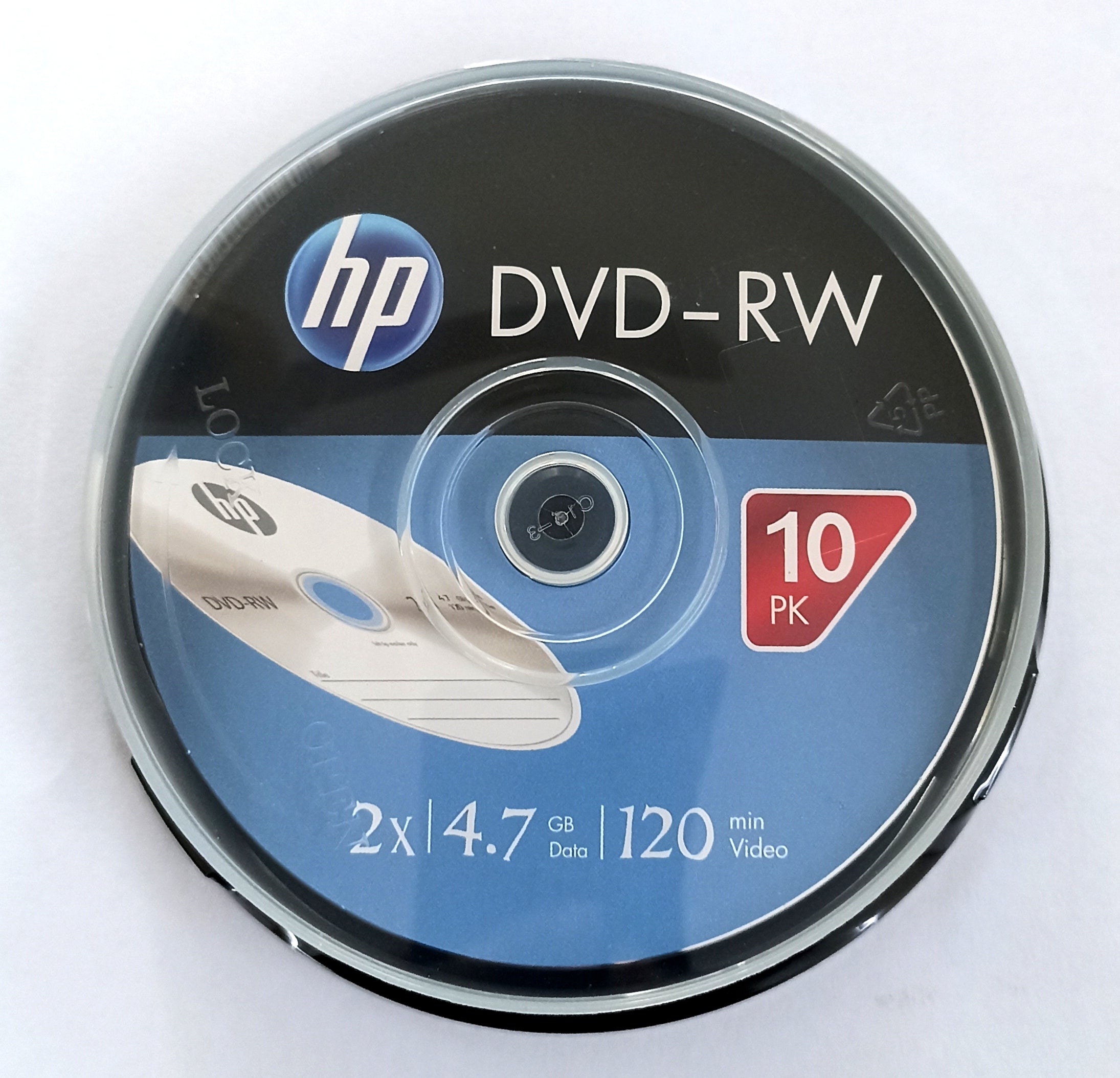 HP DVD-RW 4.7GB Blank DVD RW Re-Recordable Spindle (10 Pack)