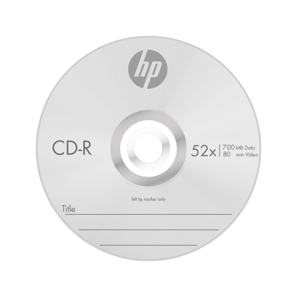 HP CD Recordable 700MB Blank CD-R Disc Spindle Cakebox Pack of 50 | 52x Speed