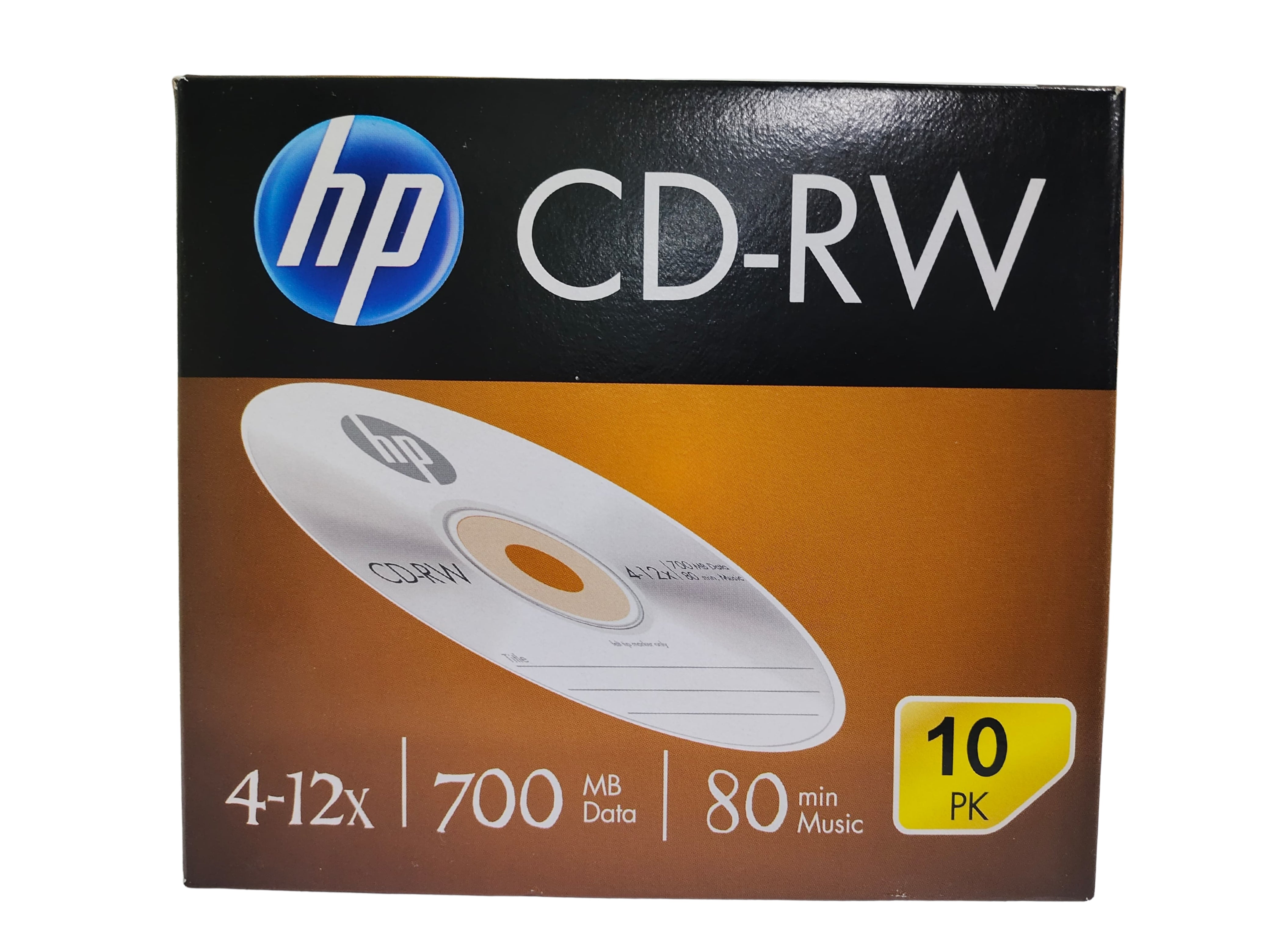 HP Blank CD-RW 700MB Rewritable CD Disc 12x Speed Jewel Case (Pack of 10)