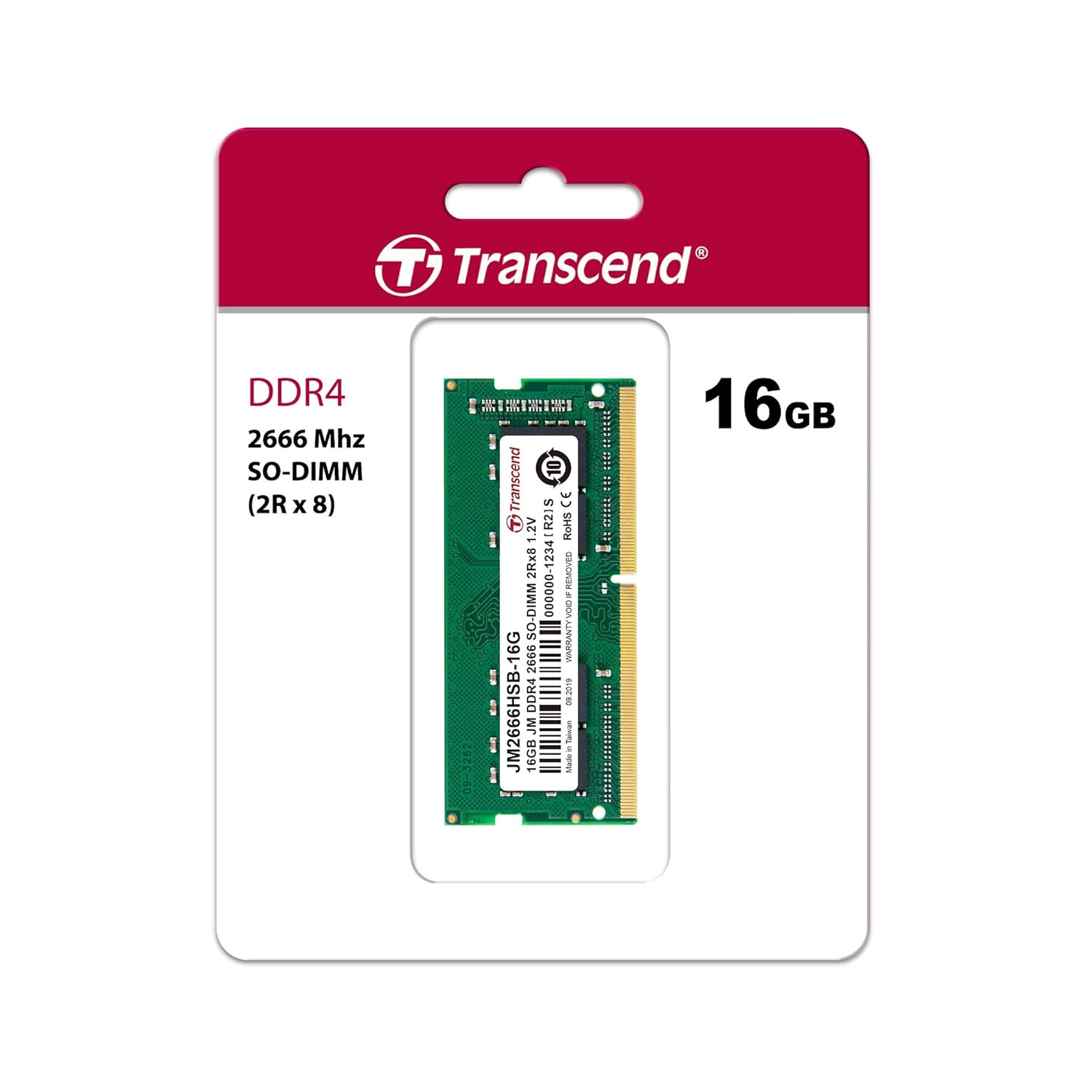 Transcend JetRam Memory DDR4 2666MHz SO-DIMM Laptop RAM | 2Rx8, CL19, 1.2V | 16GB, 32GB