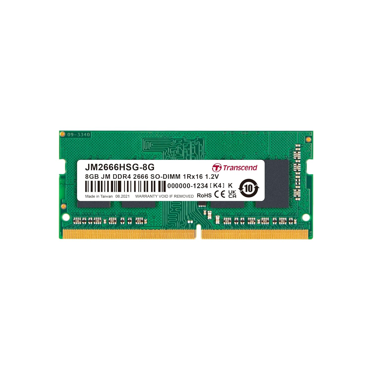 Transcend JetRam Memory 8GB DDR4 2666MHz SO-DIMM Laptop RAM | 1Rx16, 1Gx16, CL19, 1.2V