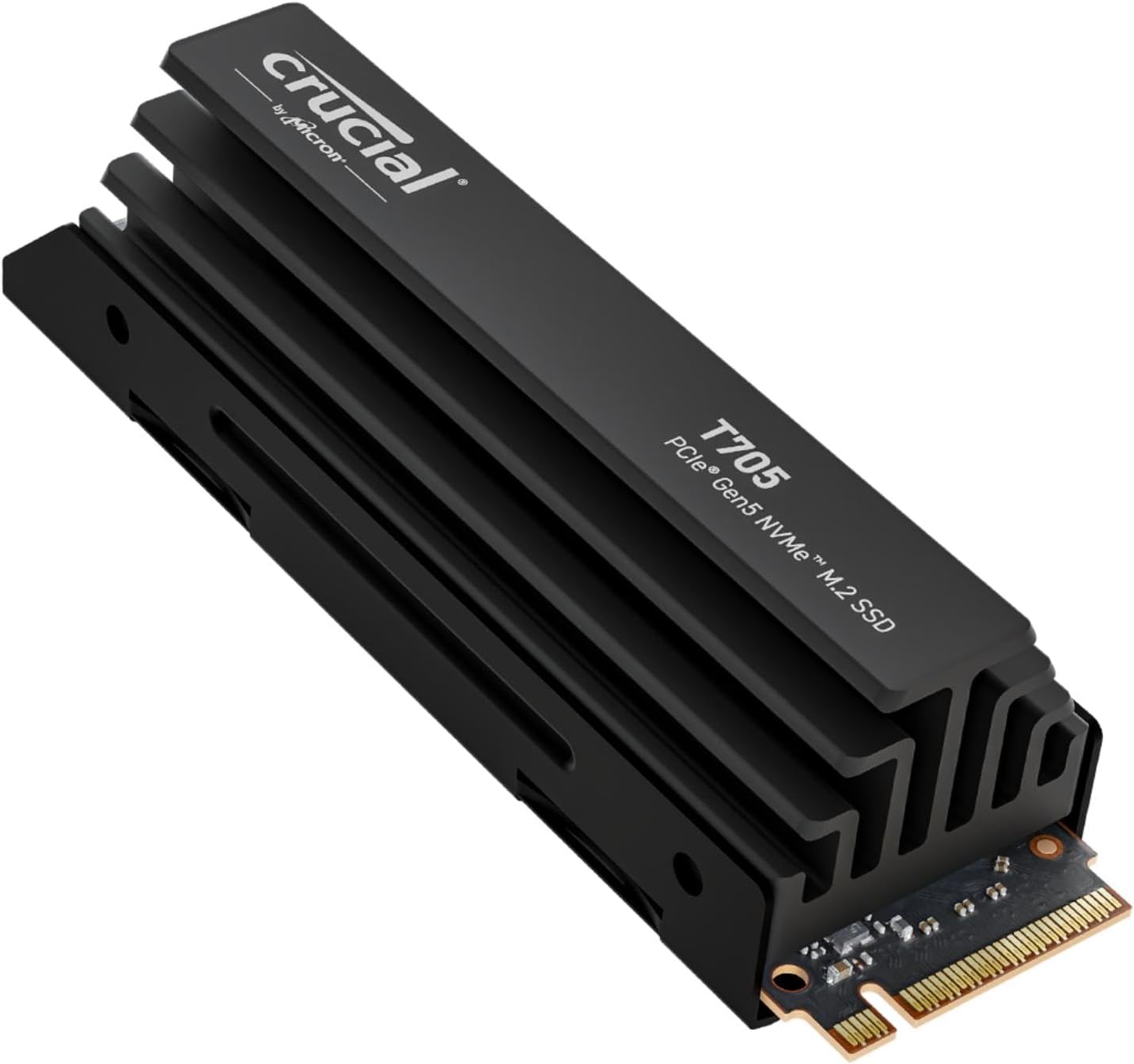 Crucial T705 PCIE GEN5 NVME M.2 SSD HEATSINK Up to 13,600 MB/s - Game Ready - Internal Solid State Drive