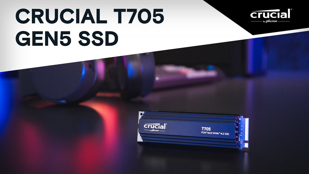 Crucial T705 PCIE GEN5 NVME M.2 SSD HEATSINK Up to 13,600 MB/s - Game Ready - Internal Solid State Drive