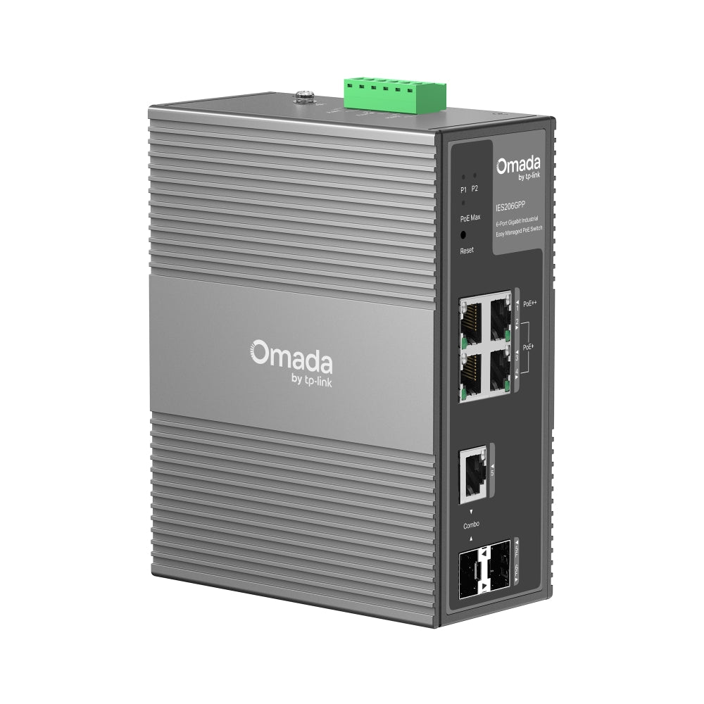 TP-Link Omada IES206GPP 6-Port Gigabit Industrial Easy Managed Switch with 3-Port PoE+ and 1-Port PoE++