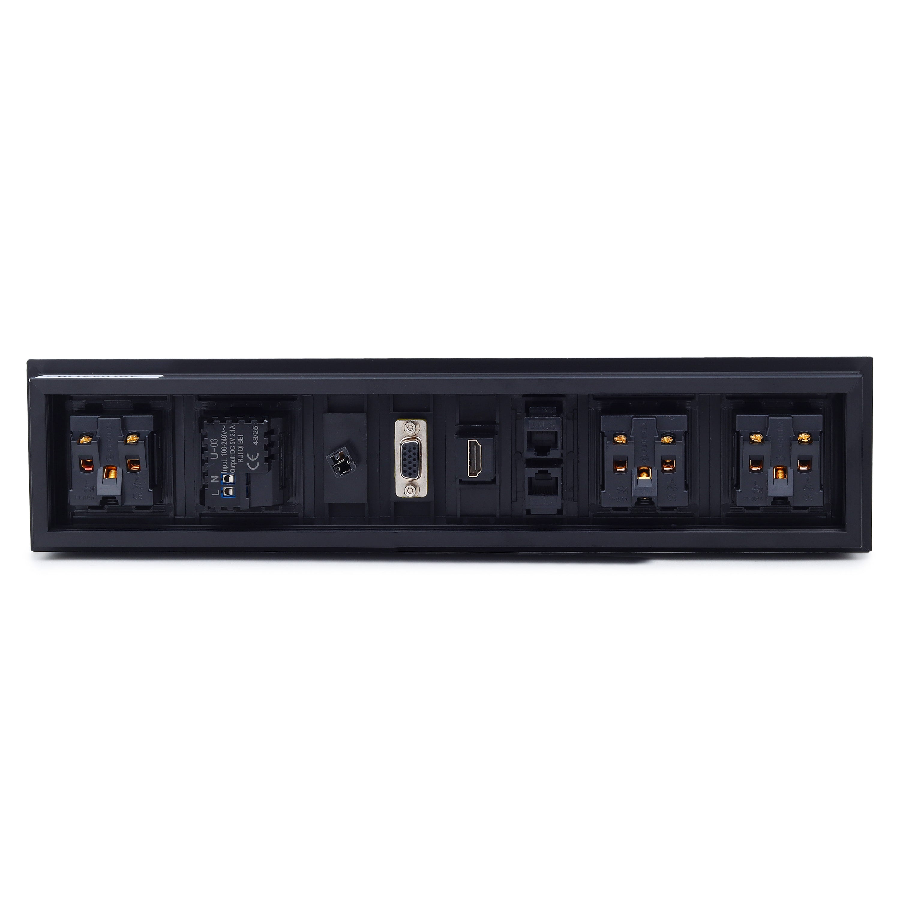 BOXNUBE Fliptop Box Cable Cubby Extension Board with Universal Power Sockets, LAN, HDMI, VGA, Aux, USB-A & USB-C Type C Ports