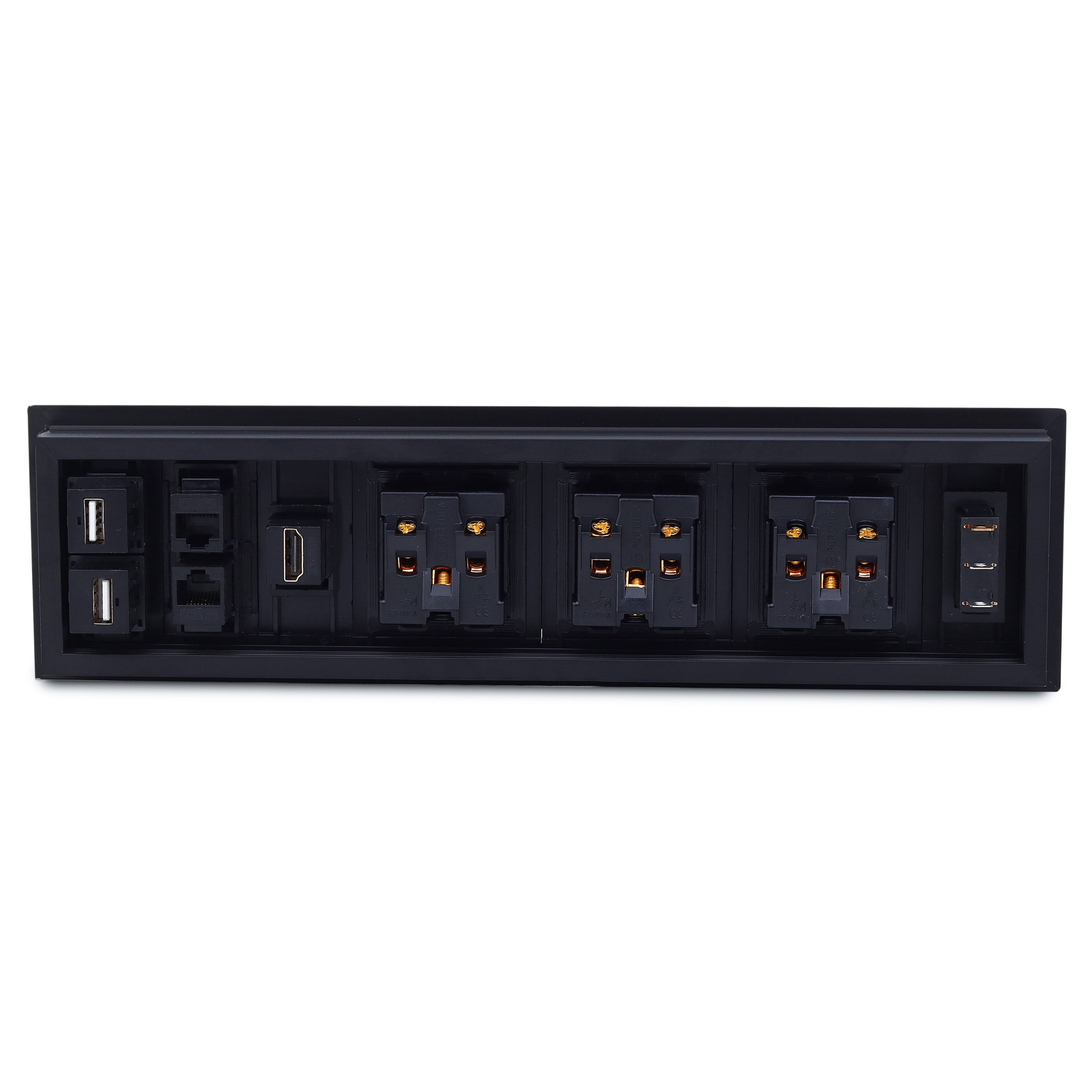 BOXNUBE Flip Top Table Mount Cable Cubby with 3 Universal 6A Power Sockets, 2 USB-A Ports, HDMI & 2 LAN, Aluminium Conference Table Power Box