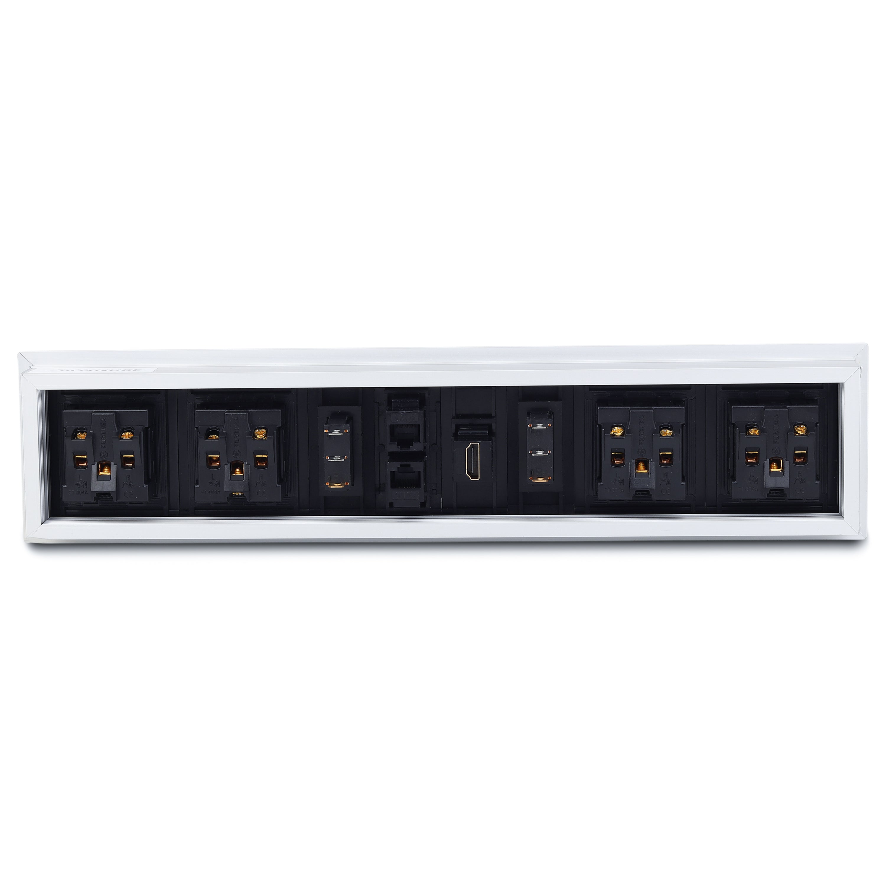 BOXNUBE Fliptop Box Cable Cubby Extension Board with 2 x On/Off Switch, 4 x Universal Power Sockets, 2 x LAN, HDMI Ports