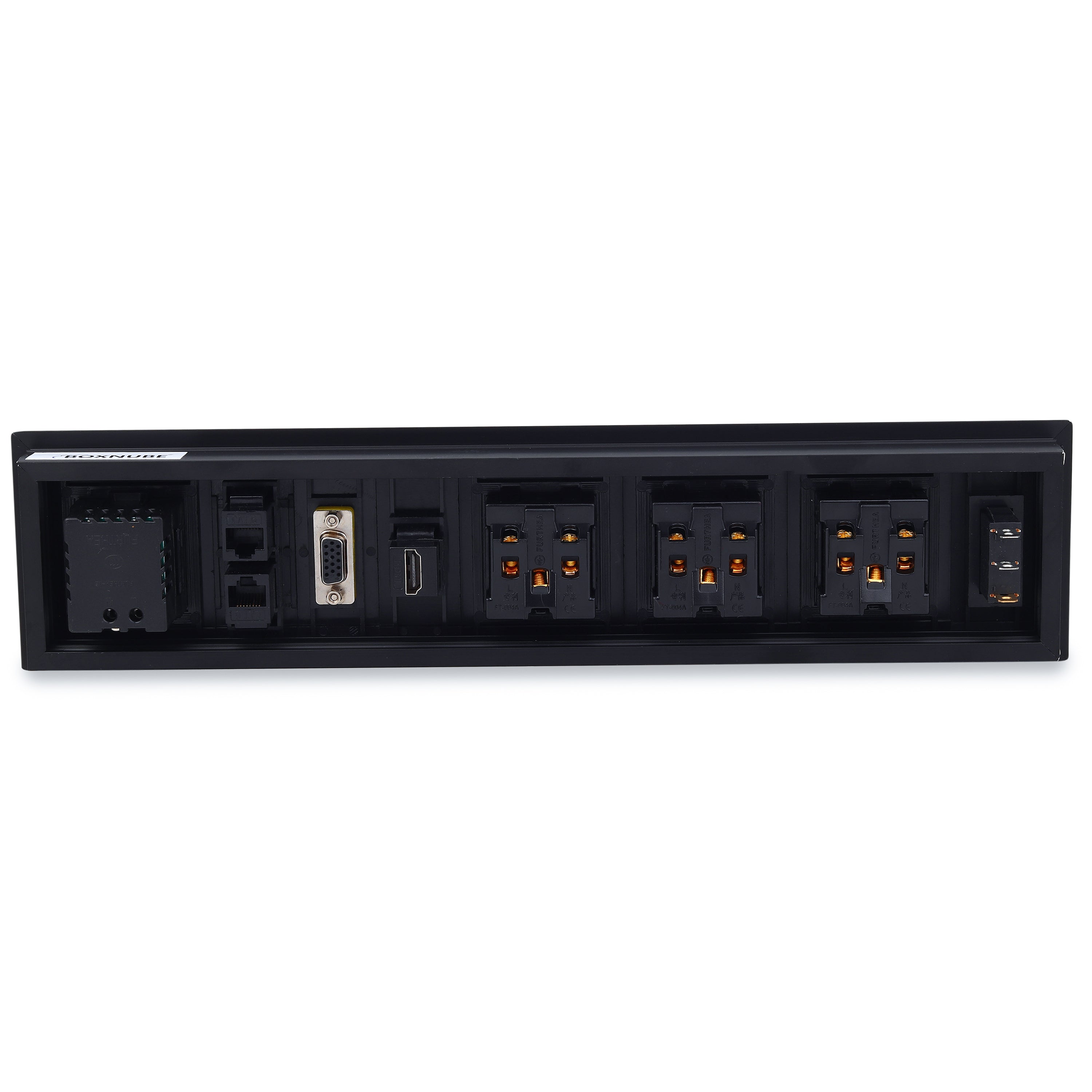 BOXNUBE Fliptop Box Cable Cubby Extension Board with On/Off Switch, Universal Power Sockets, LAN , HDMI , VGA , USB-A & USB-C Type C Ports