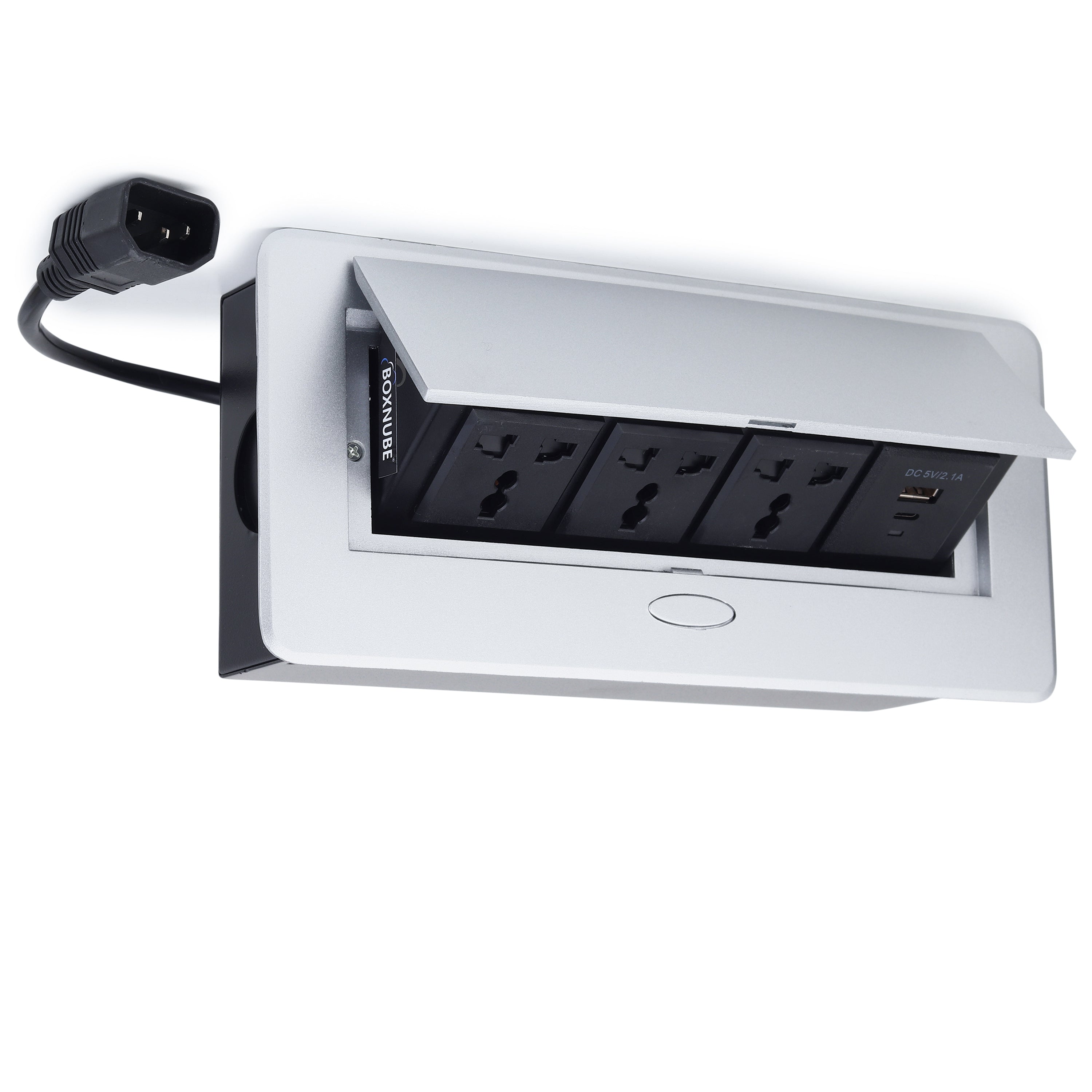 BOXNUBE Hydraulic Pop UP Box Cable Cubby Extension Board with 3 x Universal Power Sockets & 1 x USB Type C & 1 x USB A Ports