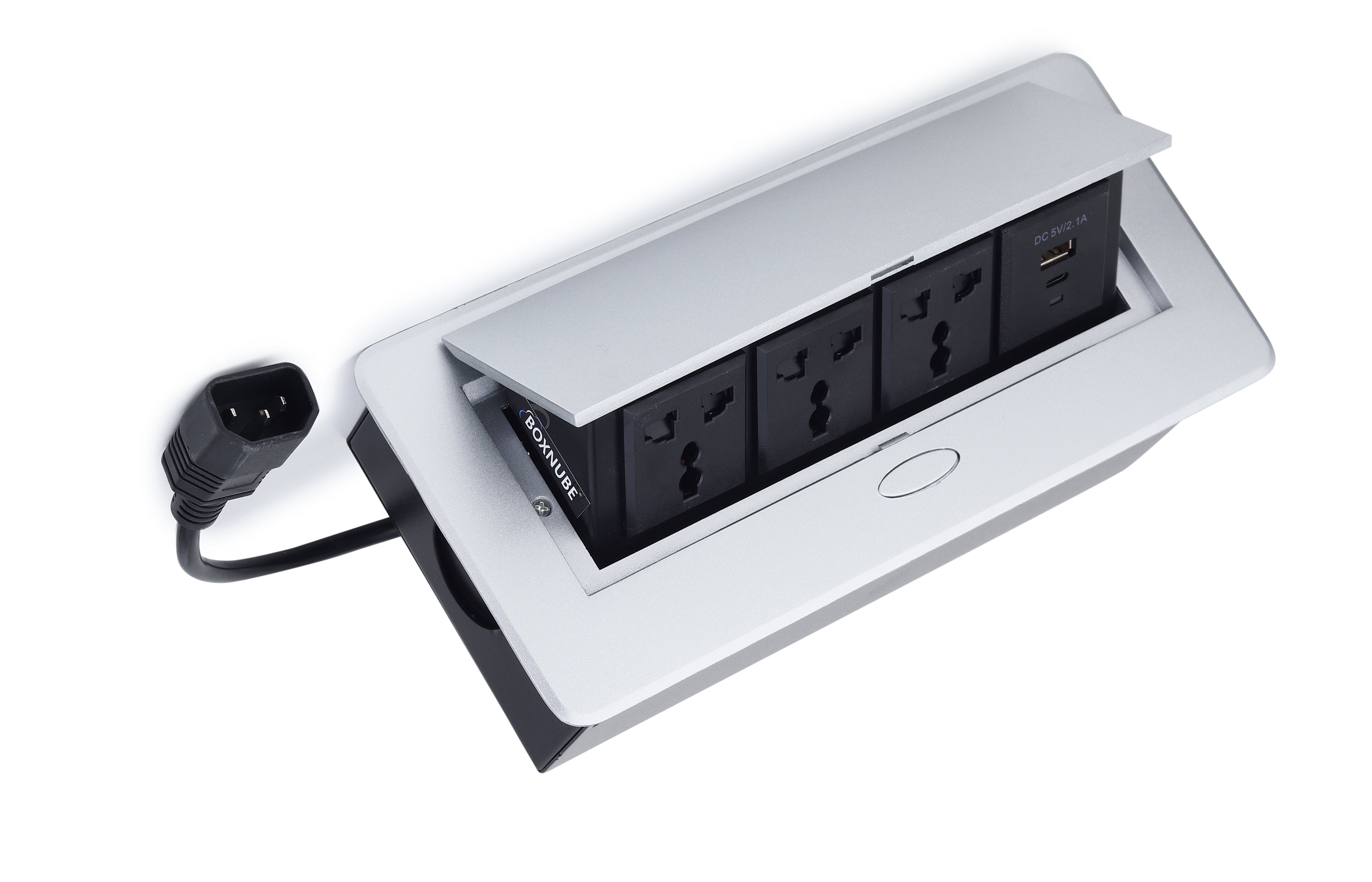 BOXNUBE Hydraulic Pop UP Box Cable Cubby Extension Board with 3 x Universal Power Sockets & 1 x USB Type C & 1 x USB A Ports