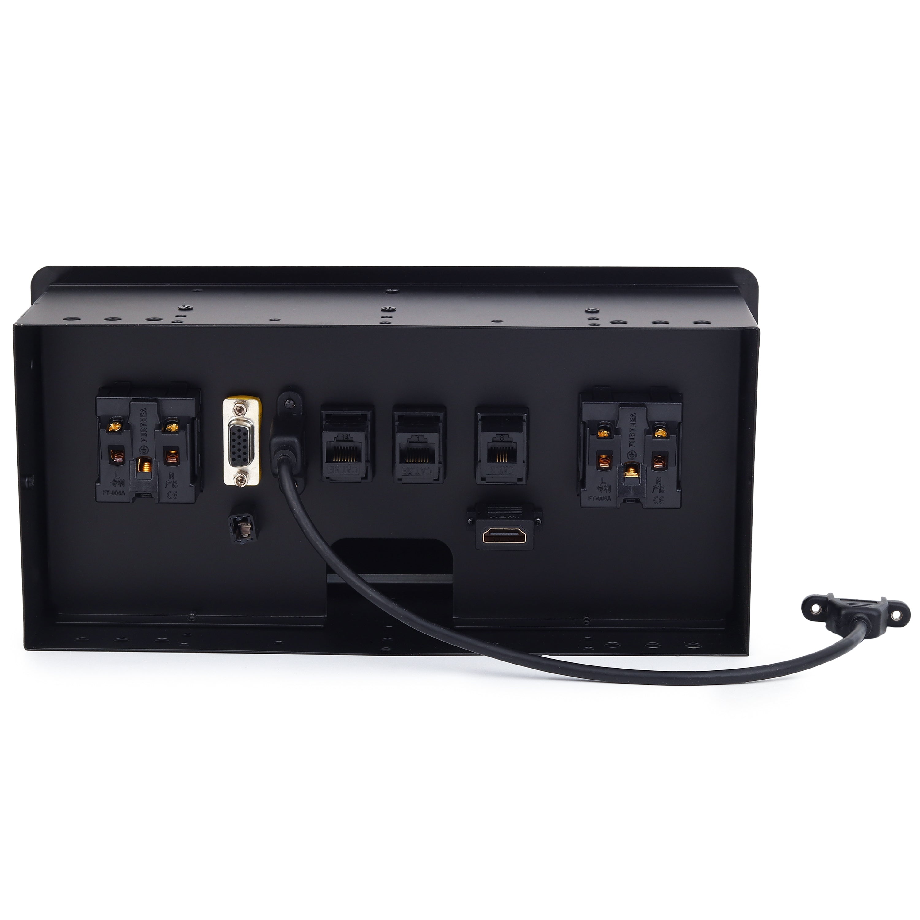 BOXNUBE Flip Top Cable Cubby Box with 2 x Universal Power Sockets, HDMI, Audio, LAN, USB & Telehpone Ports