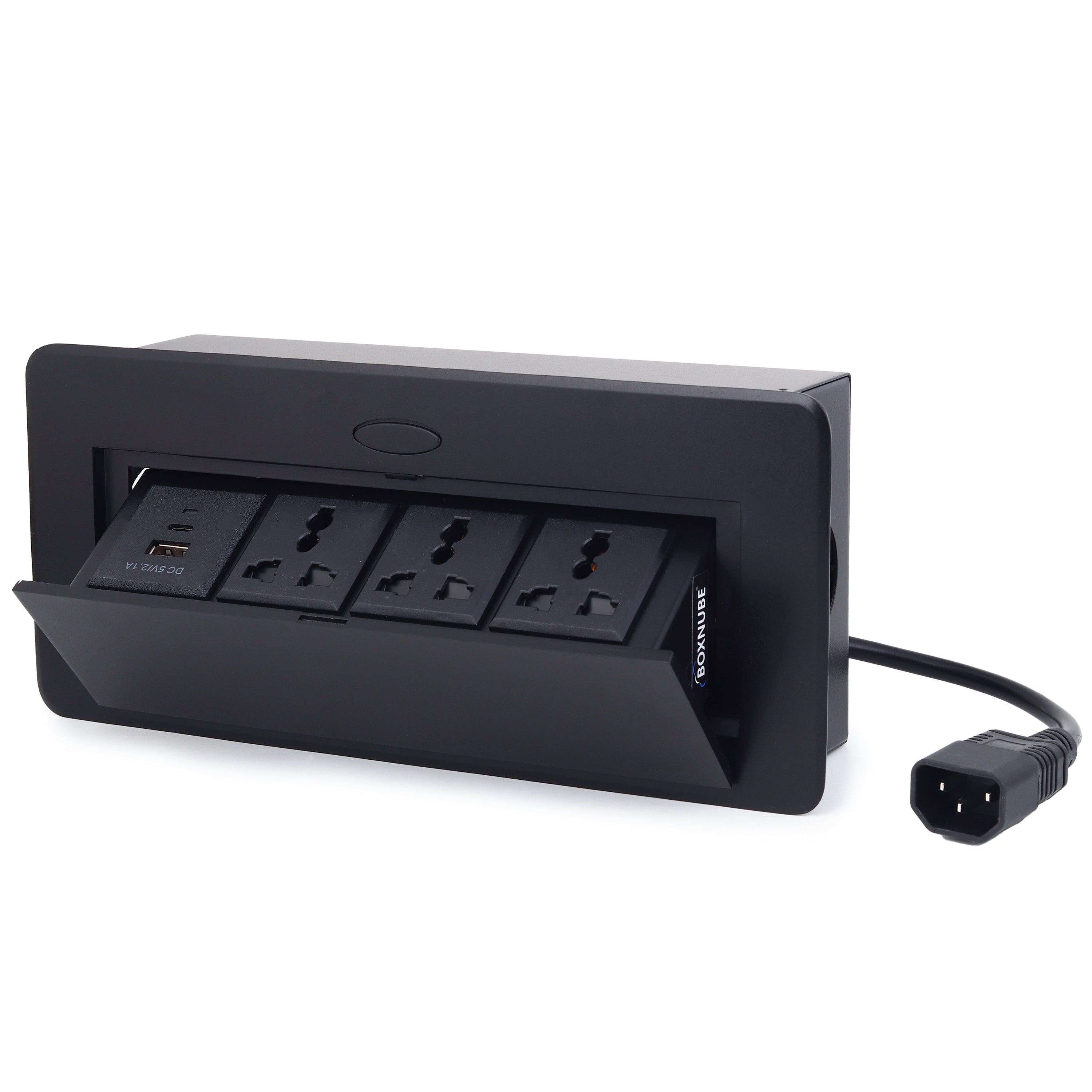 BOXNUBE Hydraulic Pop UP Box Cable Cubby Extension Board with 3 x Universal Power Sockets & 1 x USB Type C & 1 x USB A Ports