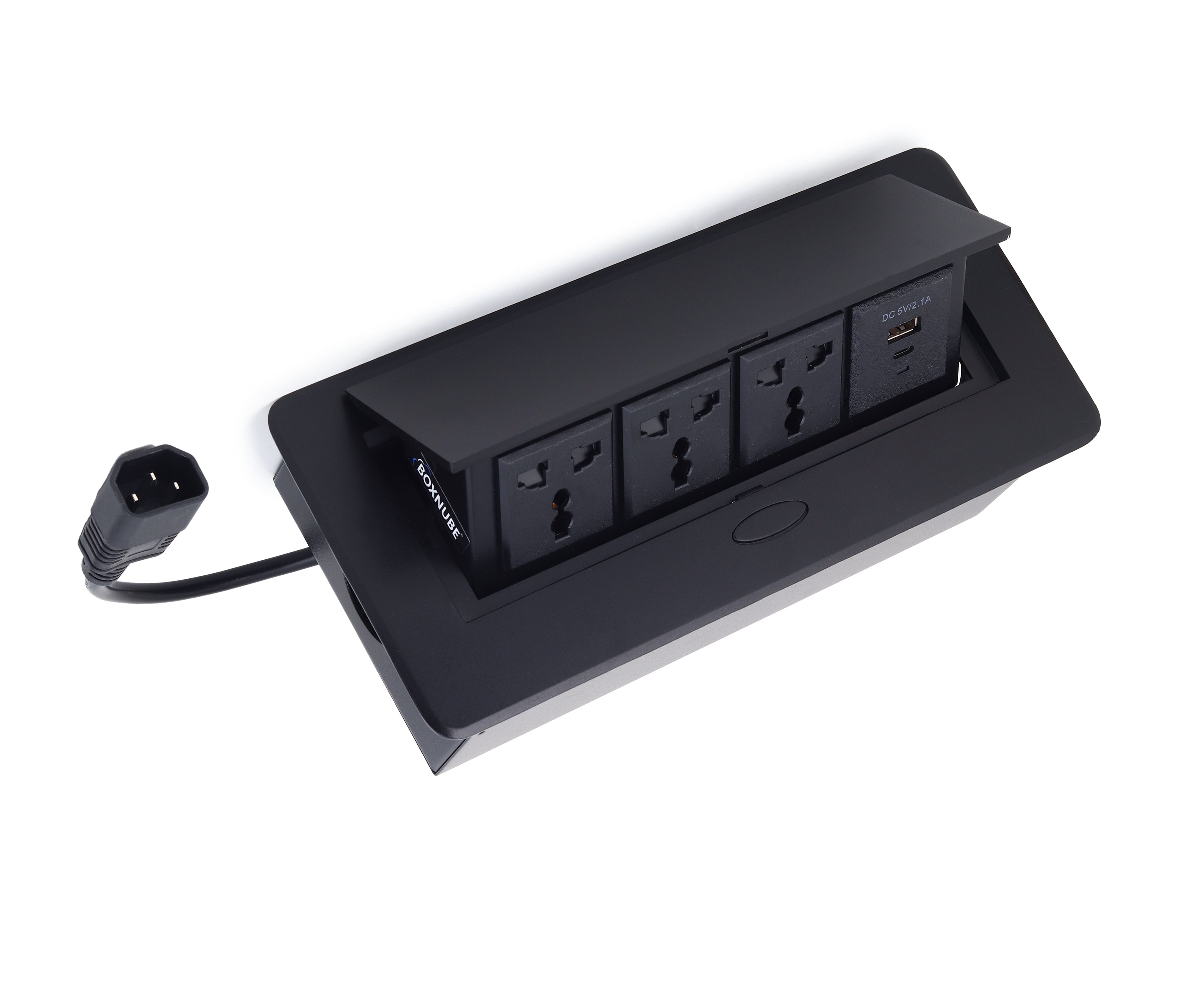 BOXNUBE Hydraulic Pop UP Box Cable Cubby Extension Board with 3 x Universal Power Sockets & 1 x USB Type C & 1 x USB A Ports