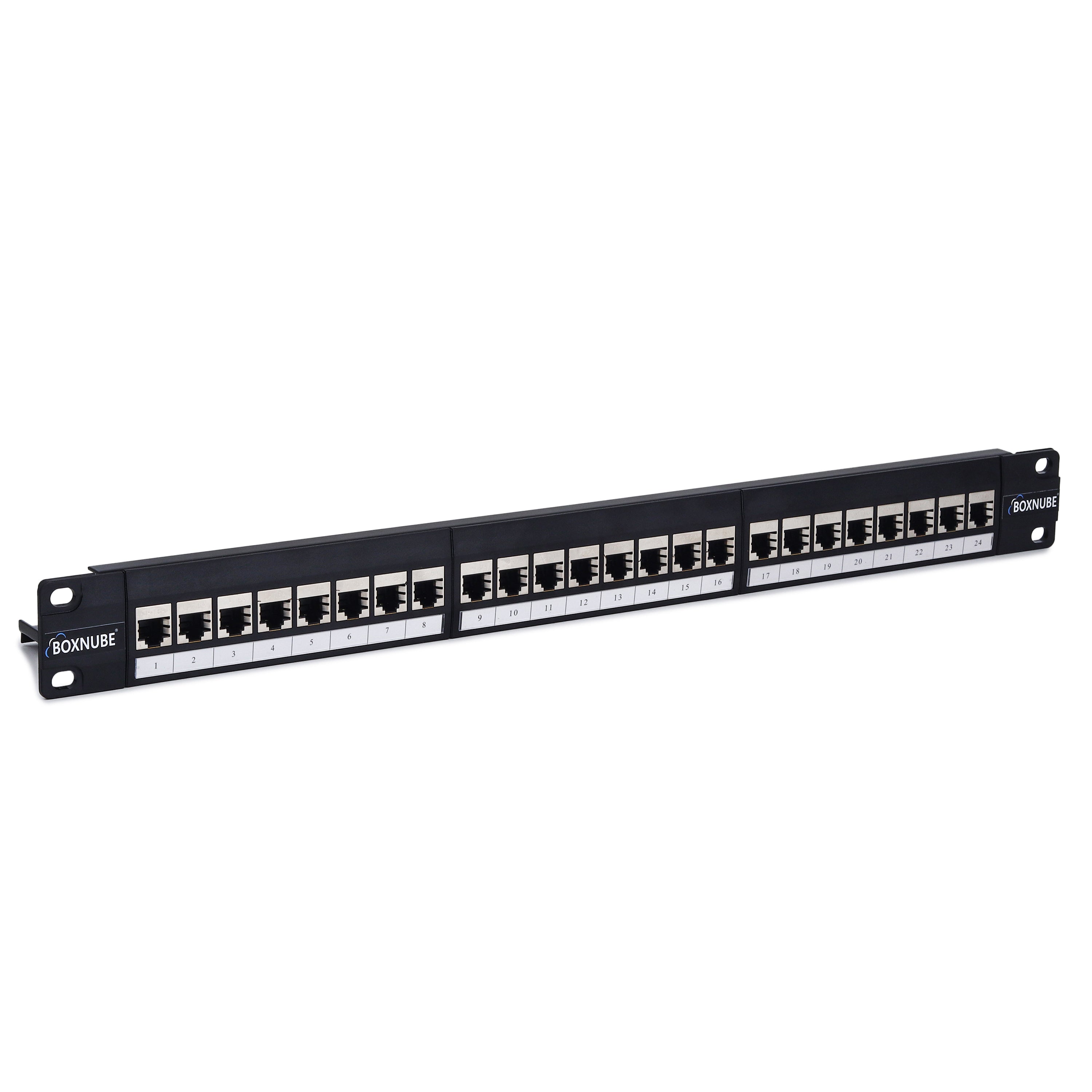 BOXNUBE CAT6A 24 Port Loaded Patch Panel 1U 19 Inch Rack Mount, Tool L