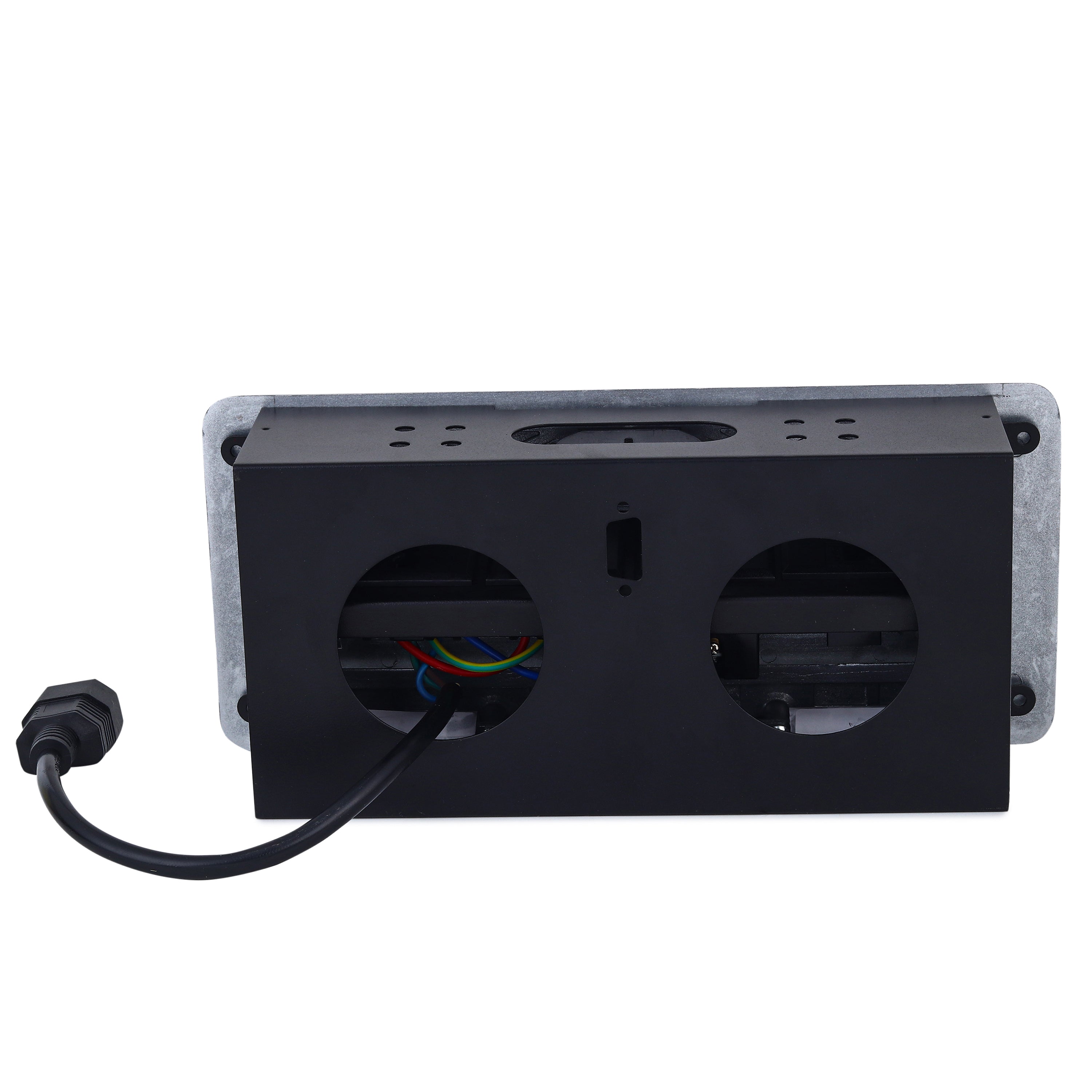 BOXNUBE Hydraulic Flip-Up Cable Cubby with 2 Universal Sockets, USB-A & USB-C Charging Ports, 2 LAN Ethernet Ports, Pop-Up Power Box for Office Tables