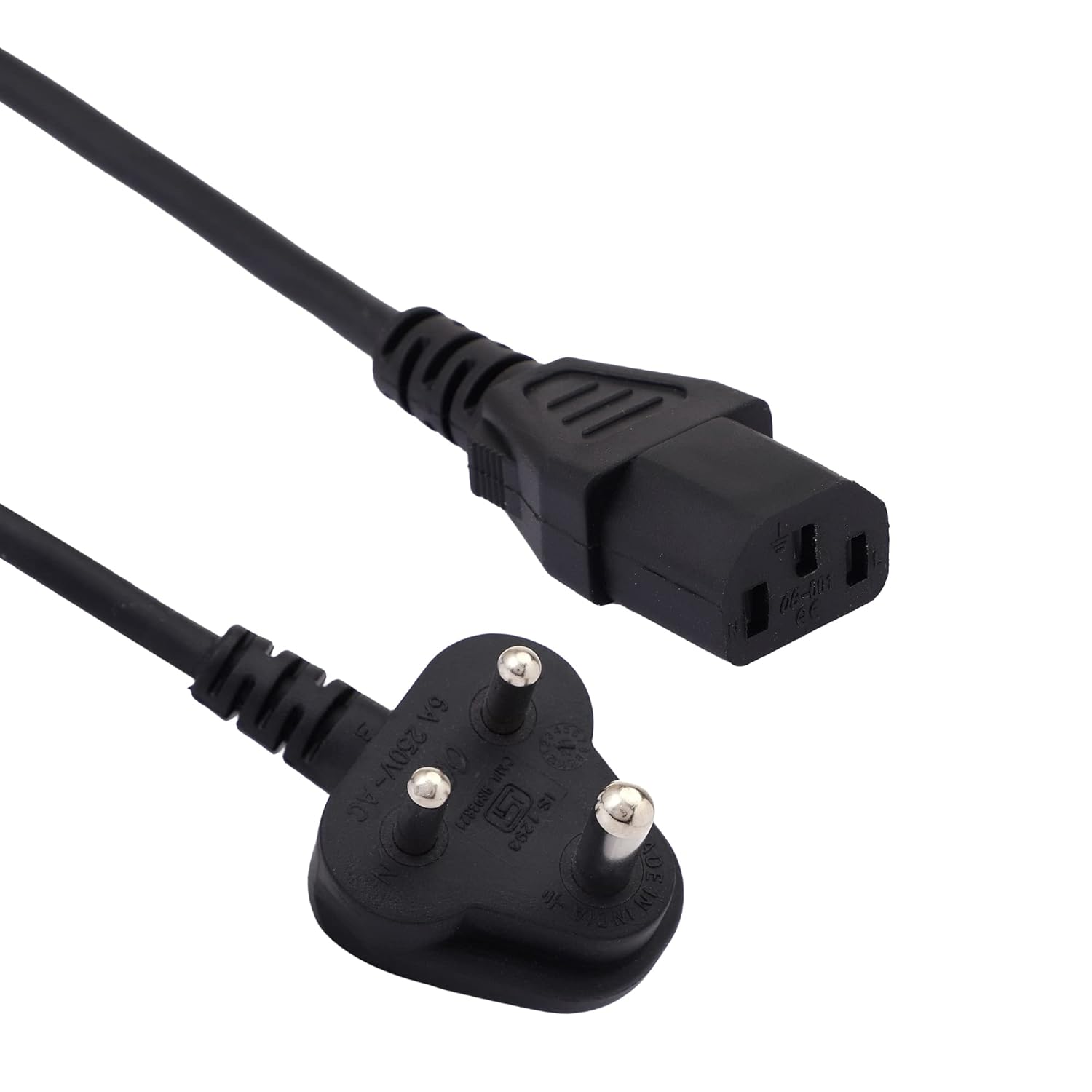 BOXNUBE ISI Certified 6A 250v Heavy Duty Desktop/Printer/SMPS/PC Copper Power Cord - Indian 3 Pin Plug to C13 IEC Socket