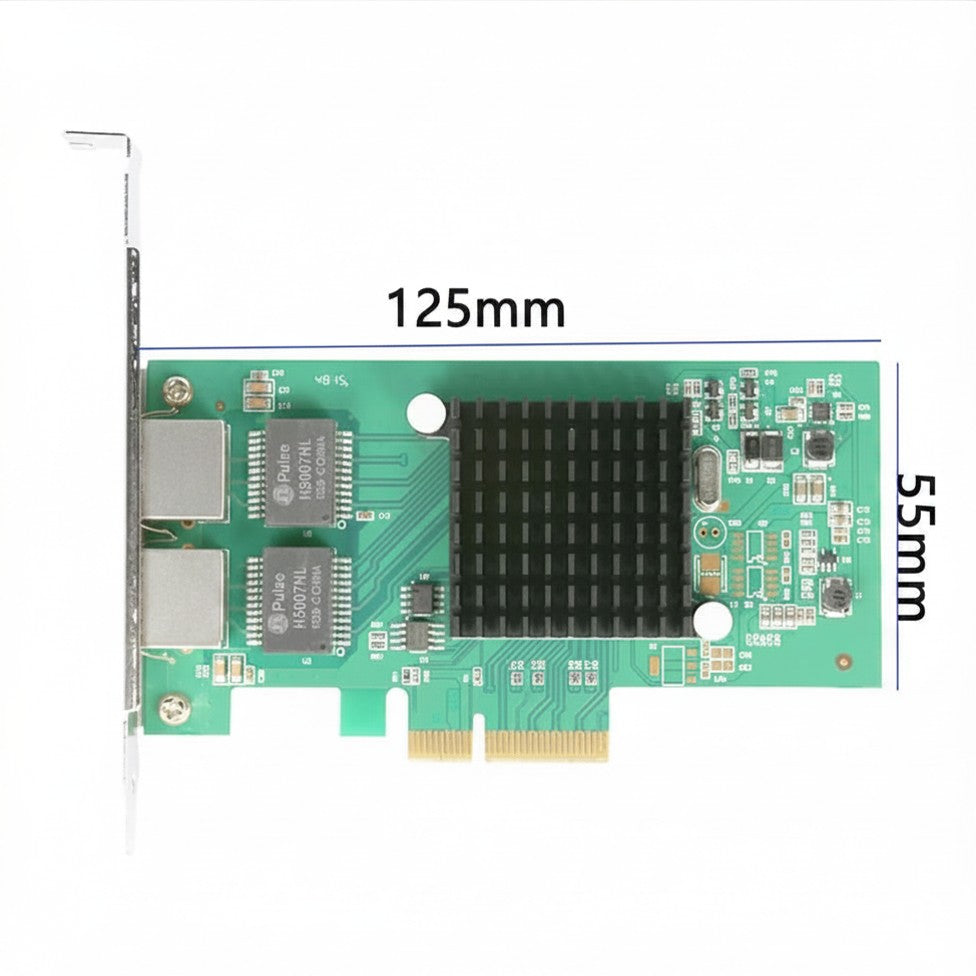 BOXNUBE Dual Port PCIe Gigabit Ethernet Network Card, Intel i350 Chipset, RJ45 LAN Adapter, PCI-E x4/x8/x16, 10/100/1000Mbps, Server & Desktop Network Interface Card