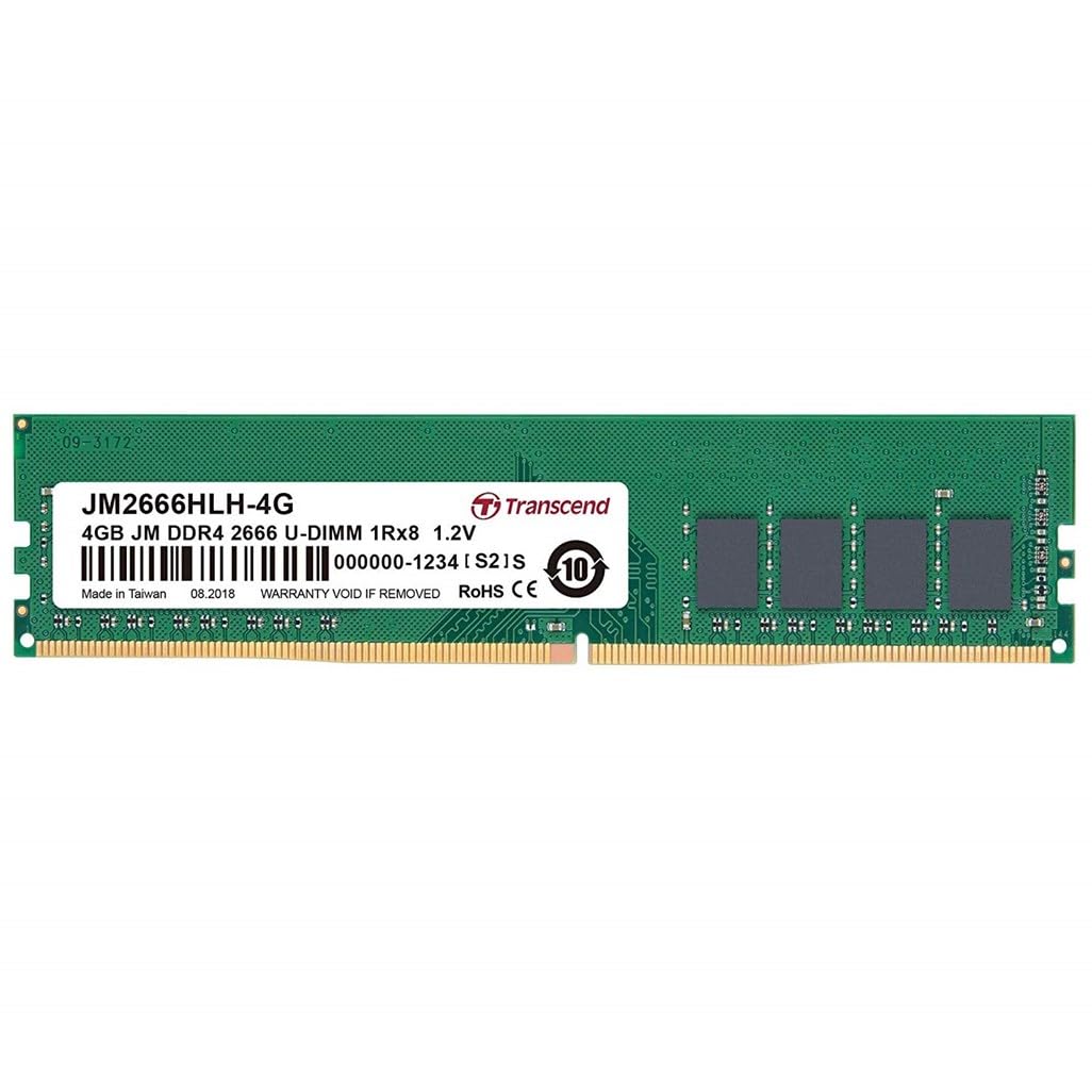 Transcend JetRam Memory DDR4 2666MHz U-DIMM Desktop RAM | 1Rx8, CL19, 1.2V | 4GB, 8GB, 16GB