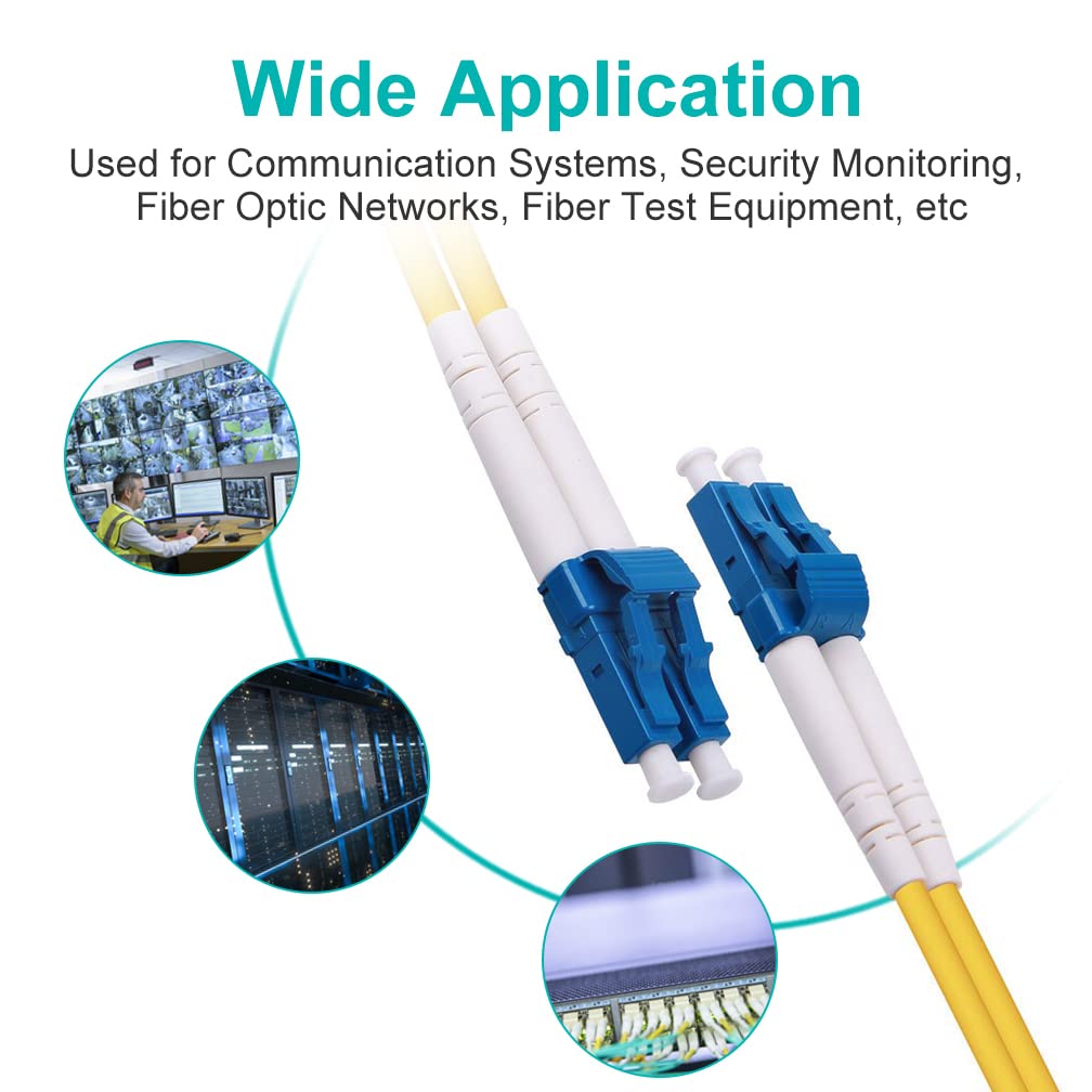 BOXNUBE LC to LC Single mode Duplex Fiber Patch Cord 3.0MM, 9/125µm, LC-LC UPC High-Speed Optical Cable, Yellow LSZH