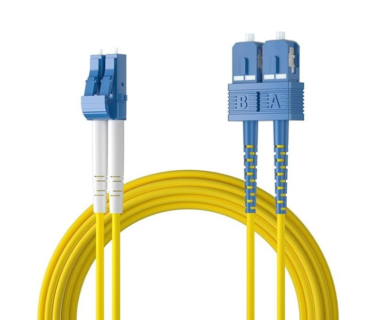 BOXNUBE LC-SC Singlemode Duplex Fiber Patch Cord 3M, 9/125µm OS2, 3.0mm Optical Fiber Cable, High-Speed Fiber Optic Jumper for Telecom, Data Center & Networking