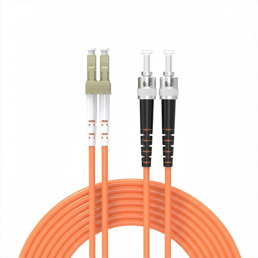 BOXNUBE LC-ST Multimode Duplex OM1 Fiber Patch Cord 15M, 62.5/125µm, 3.0mm Optical Fiber Jumper Cable, High-Performance for LAN, Telecom & Data Center Networking