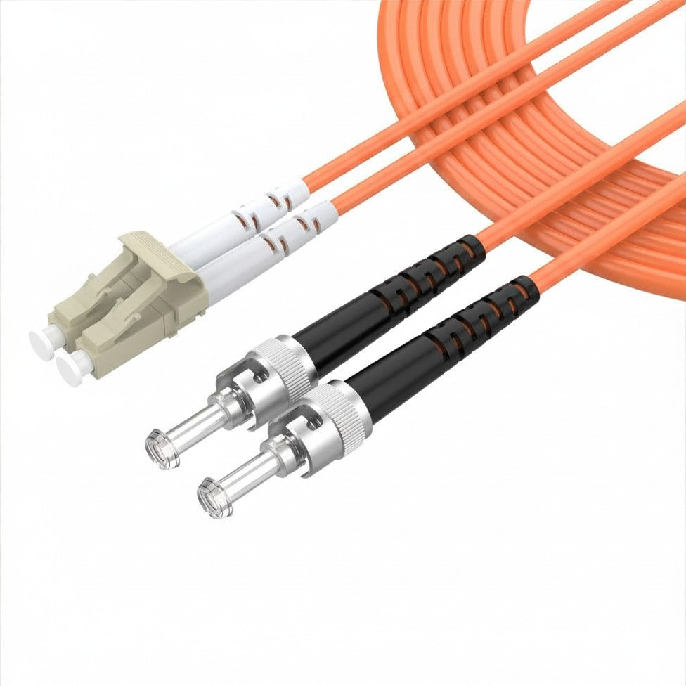 BOXNUBE LC-ST Multimode Duplex OM1 Fiber Patch Cord 15M, 62.5/125µm, 3.0mm Optical Fiber Jumper Cable, High-Performance for LAN, Telecom & Data Center Networking