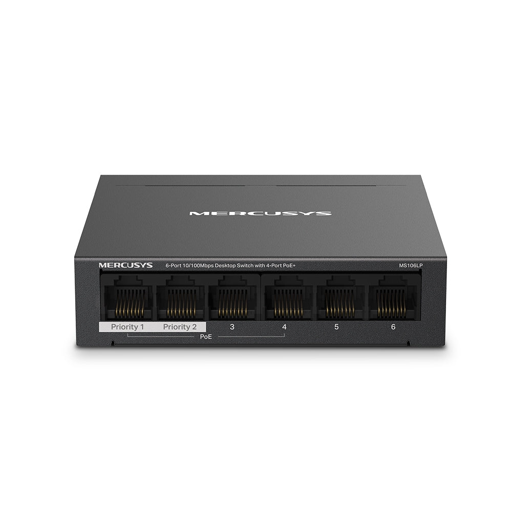 Mercusys  MS106LP 6-Port 10/100Mbps Desktop Switch with 4-Port PoE+